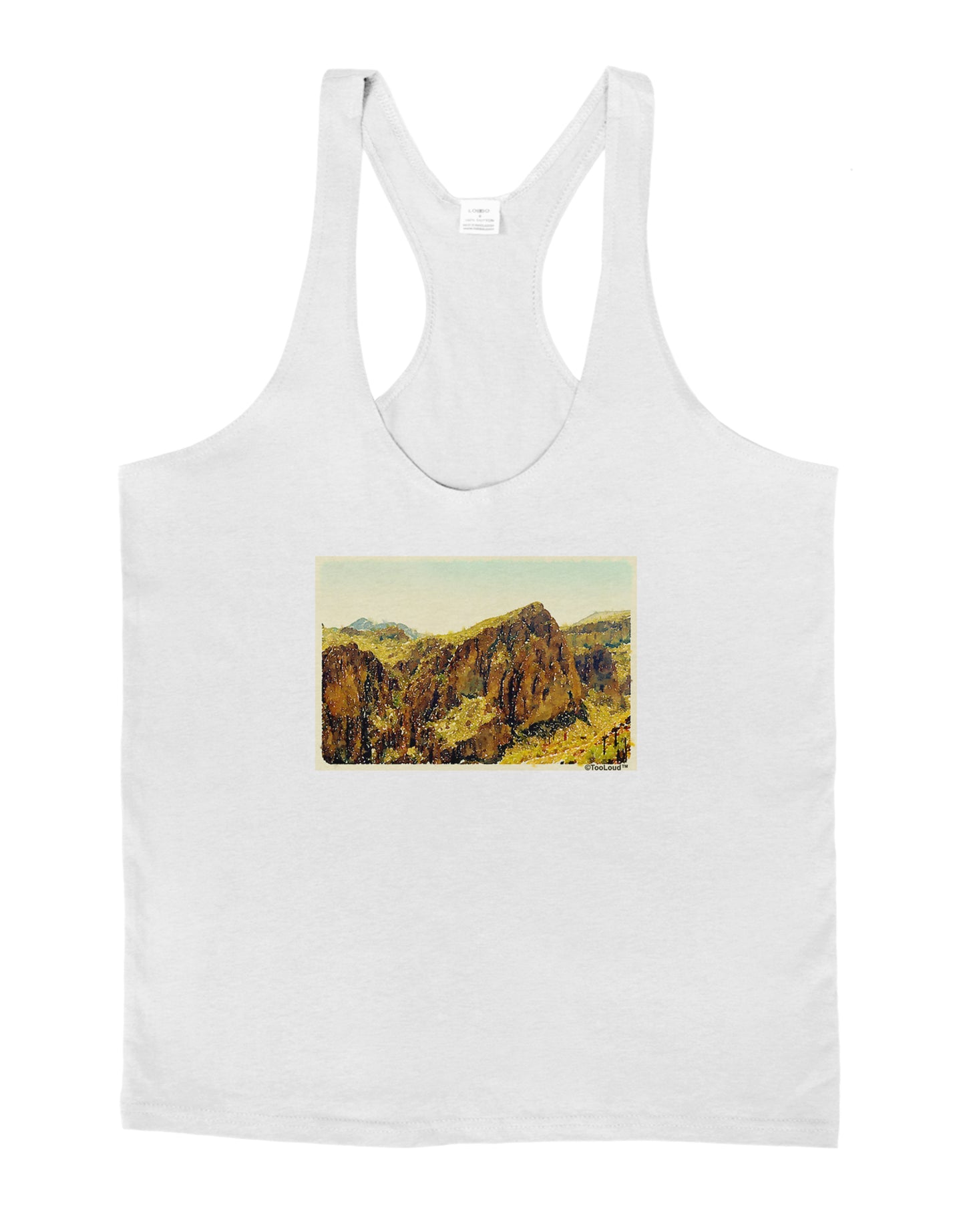 Arizona Mountains Watercolor Mens String Tank Top-Men's String Tank Tops-LOBBO-White-Small-Davson Sales