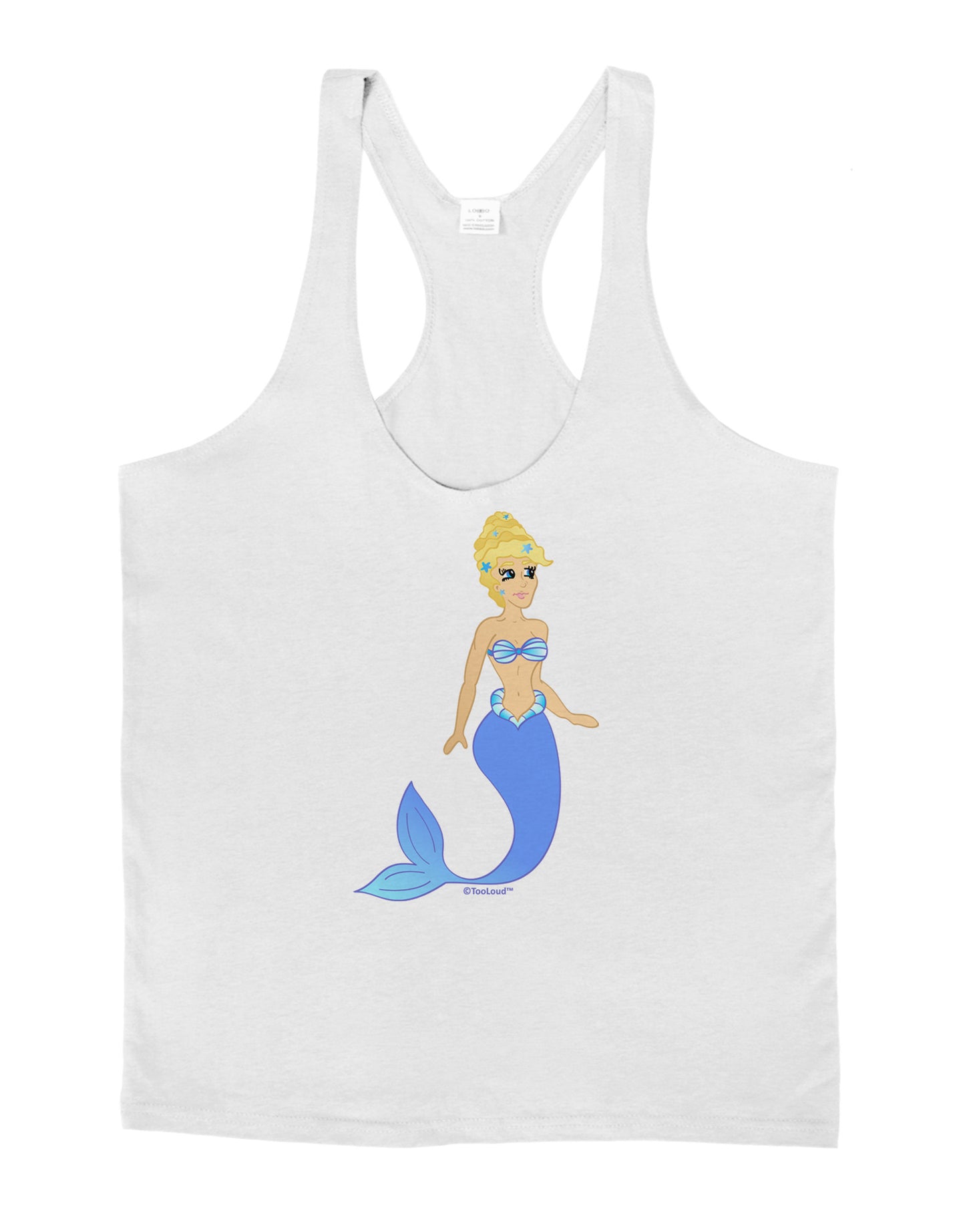 Mermaid Design - Blue Mens String Tank Top-Men's String Tank Tops-LOBBO-White-Small-Davson Sales