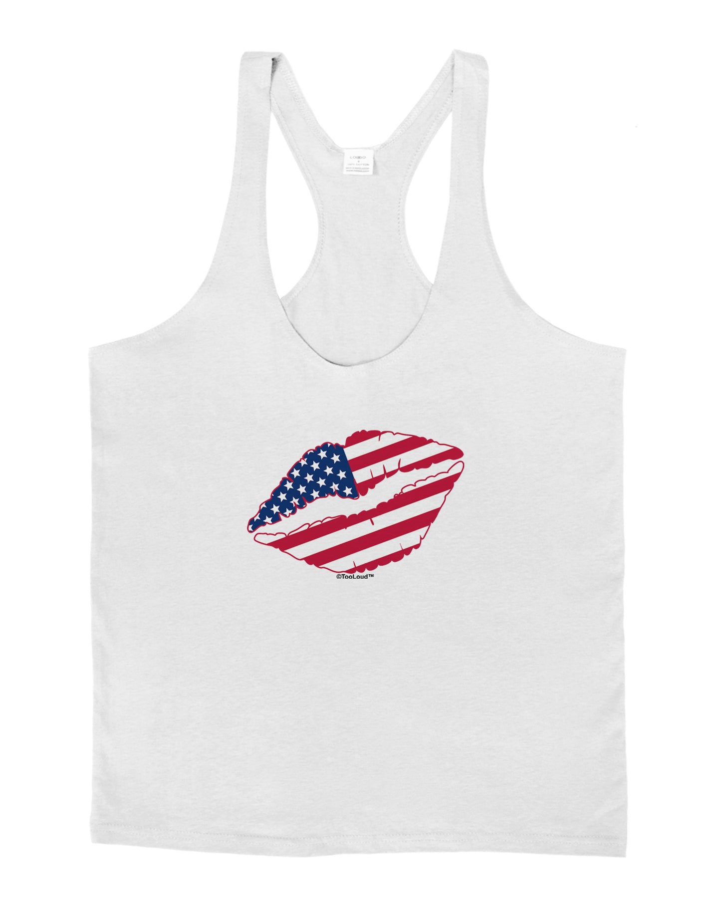 American Flag Lipstick Mens String Tank Top-Men's String Tank Tops-LOBBO-White-Small-Davson Sales