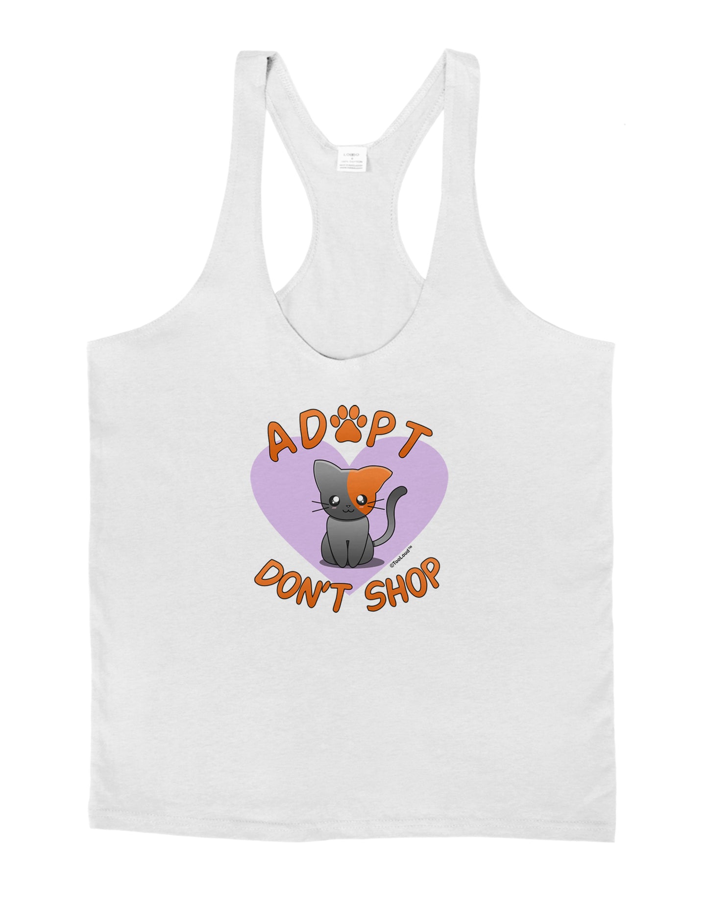 Adopt Don't Shop Cute Kitty Mens String Tank Top-Men's String Tank Tops-LOBBO-White-Small-Davson Sales