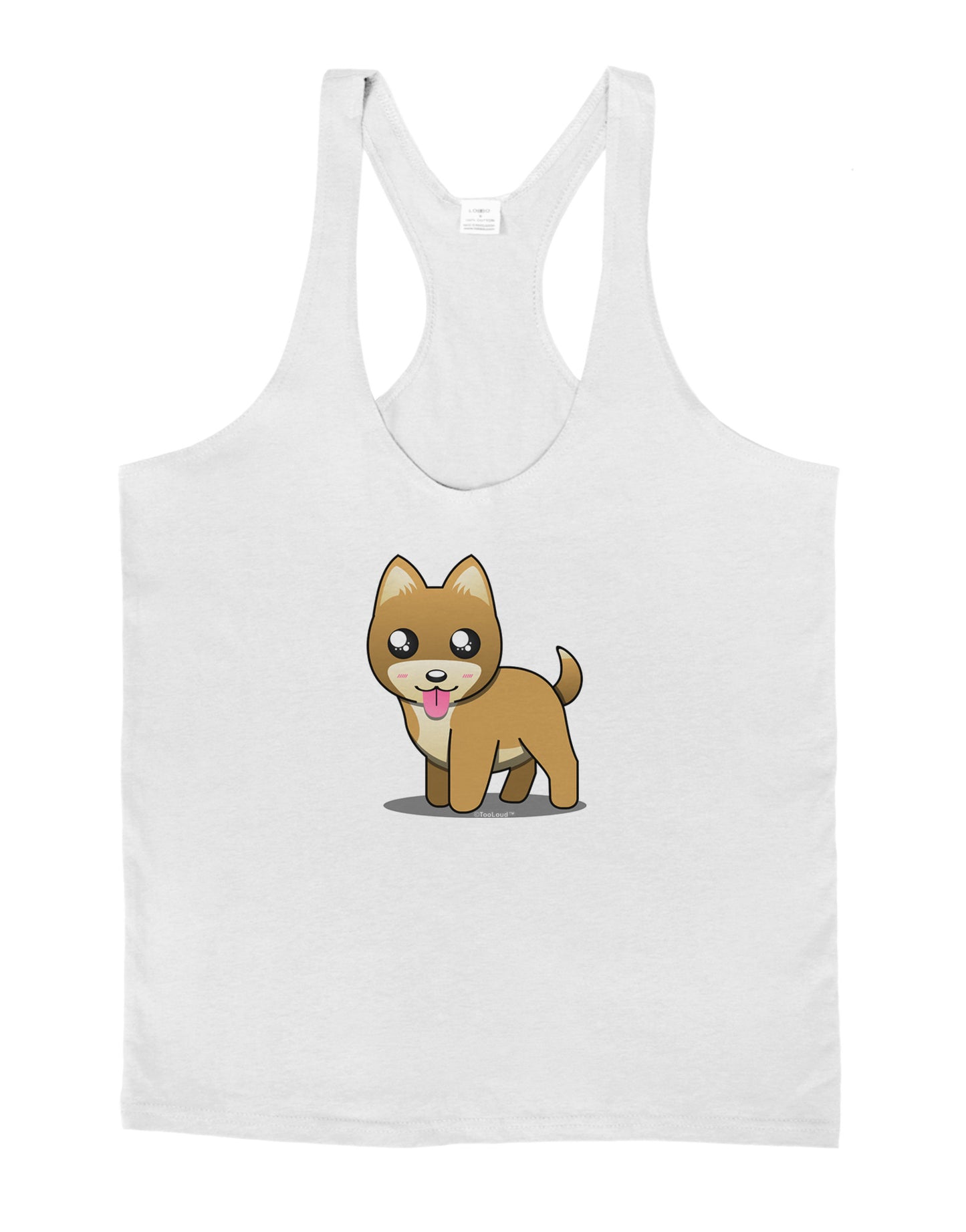 Kawaii Standing Puppy Mens String Tank Top-Men's String Tank Tops-LOBBO-White-Small-Davson Sales