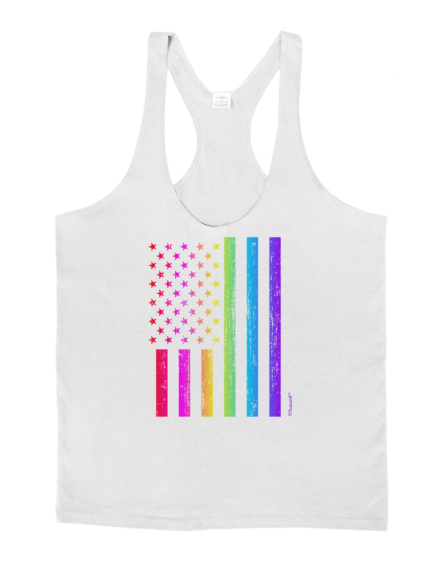 American Pride - Rainbow Flag Mens String Tank Top-Men's String Tank Tops-LOBBO-White-Small-Davson Sales