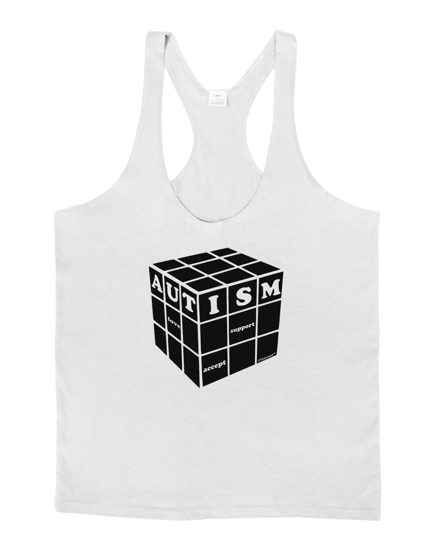 Autism Awareness - Cube B & W Mens String Tank Top-Men's String Tank Tops-LOBBO-White-Small-Davson Sales