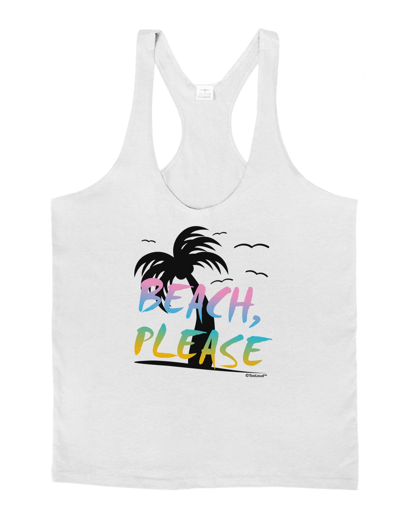 Beach Please - Summer Colors with Palm Trees Mens String Tank Top-Men's String Tank Tops-LOBBO-White-Small-Davson Sales