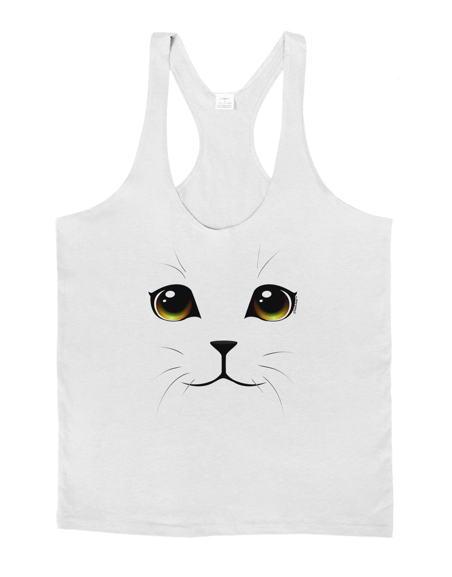 TooLoud Yellow Amber-Eyed Cute Cat Face Mens String Tank Top-Men's String Tank Tops-LOBBO-White-Small-Davson Sales