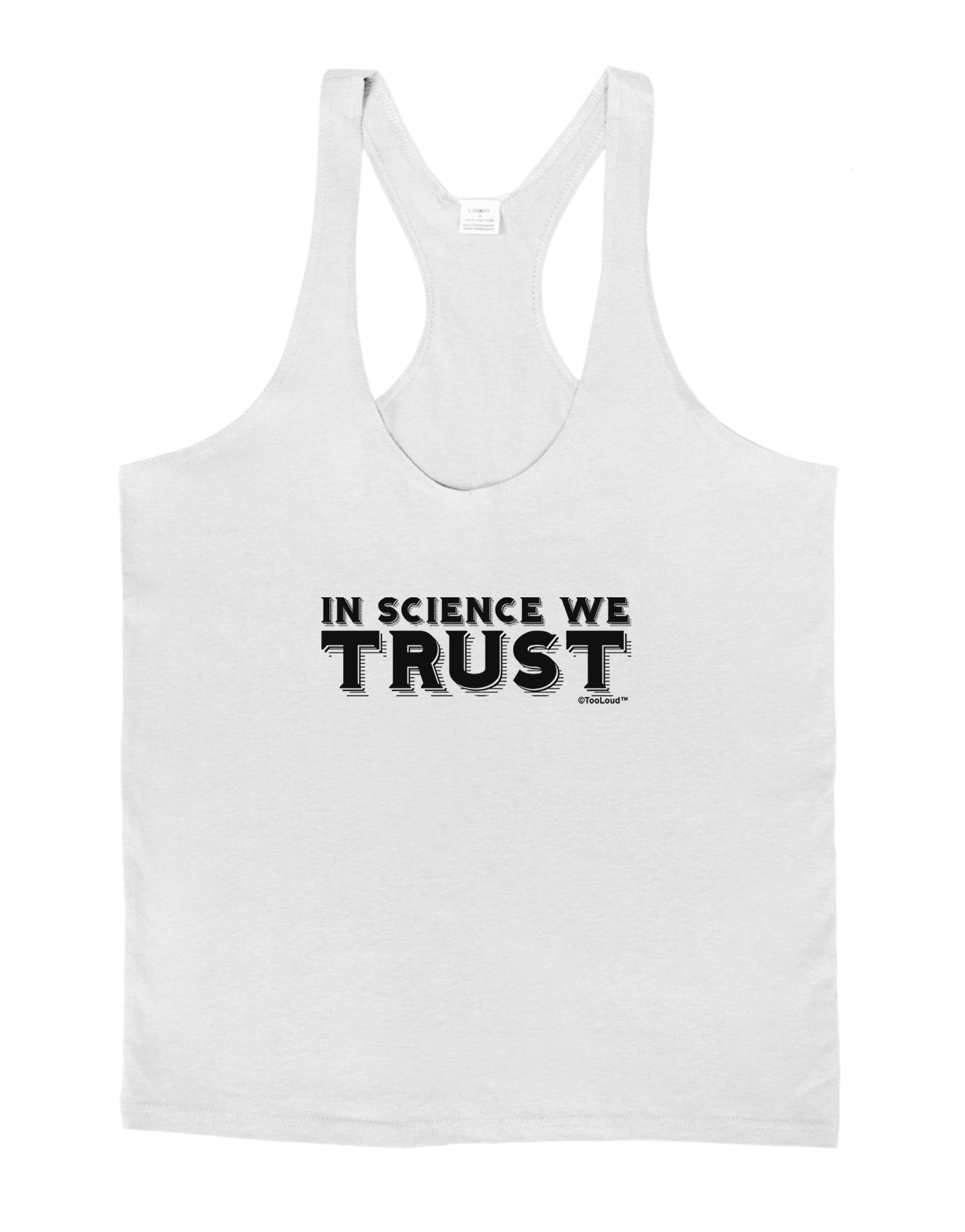 In Science We Trust Text Mens String Tank Top-Men's String Tank Tops-LOBBO-White-Small-Davson Sales
