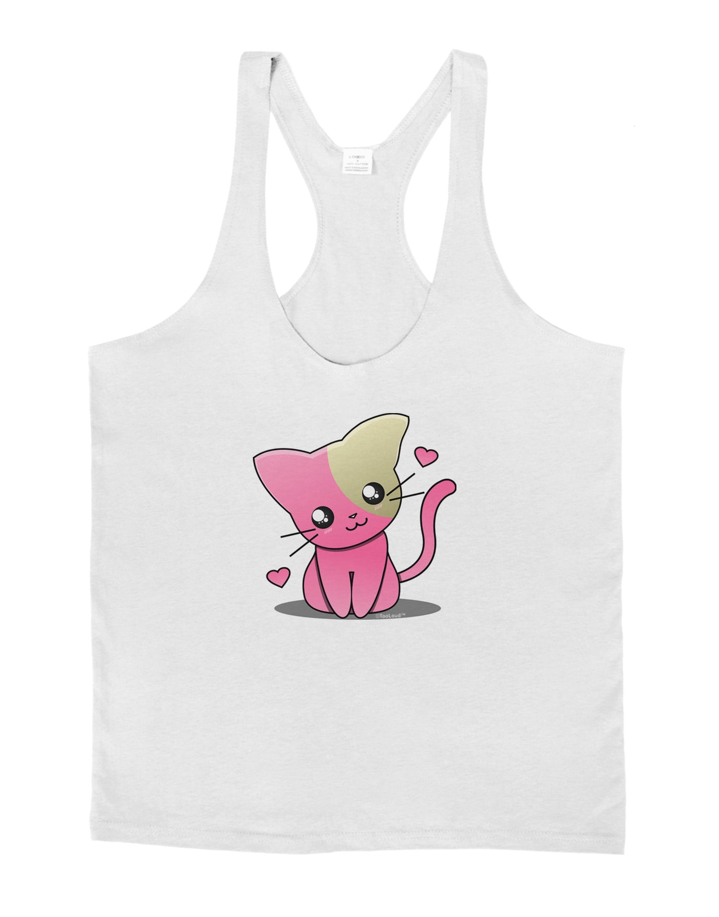 Kawaii Kitty Mens String Tank Top-Men's String Tank Tops-LOBBO-White-Small-Davson Sales