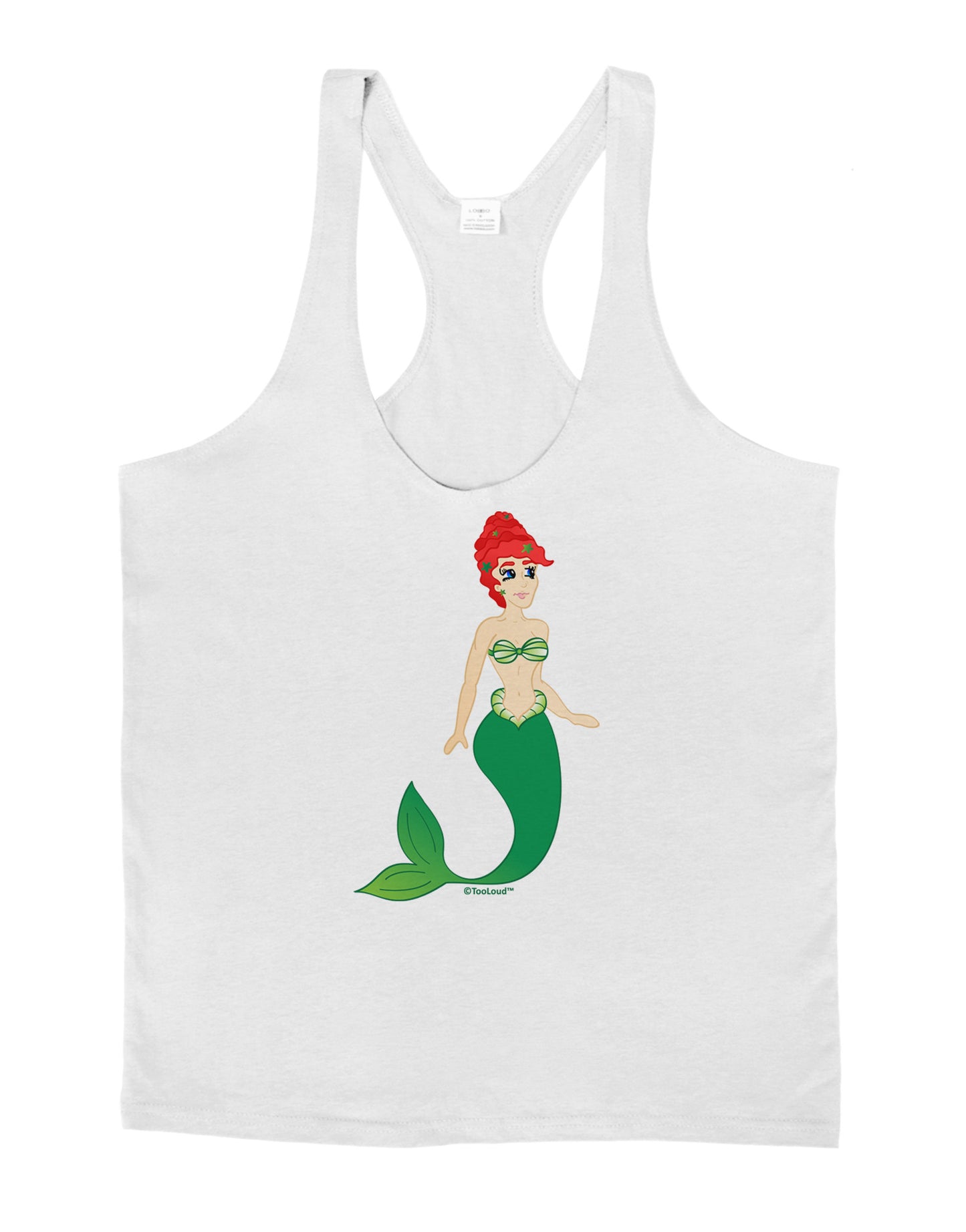 Mermaid Design - Green Mens String Tank Top-Men's String Tank Tops-LOBBO-White-Small-Davson Sales