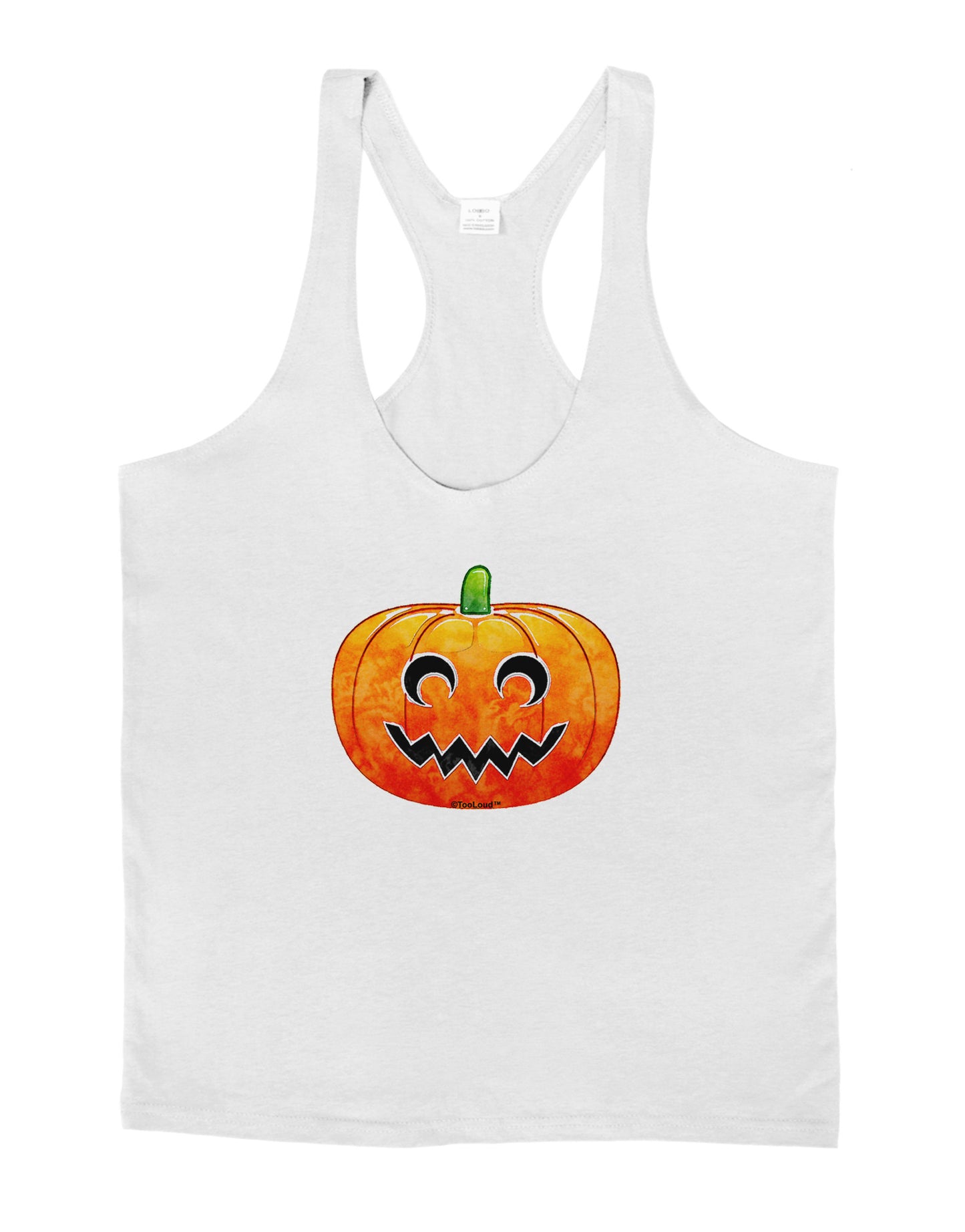 Jack-O-Lantern Watercolor Mens String Tank Top-Men's String Tank Tops-LOBBO-White-Small-Davson Sales
