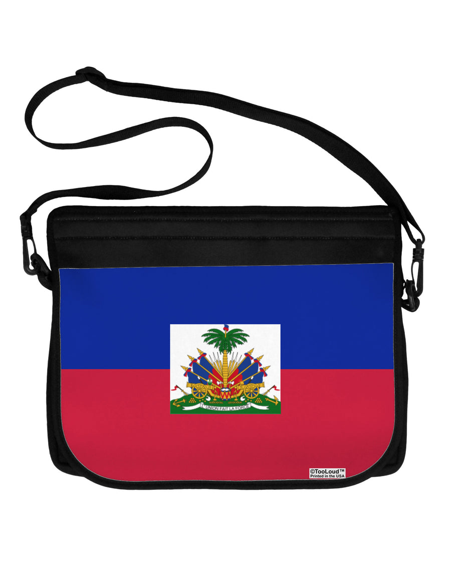 Haiti Flag AOP Neoprene Laptop Shoulder Bag All Over Print-Laptop Shoulder Bag-TooLoud-Black-White-15 Inches-Davson Sales
