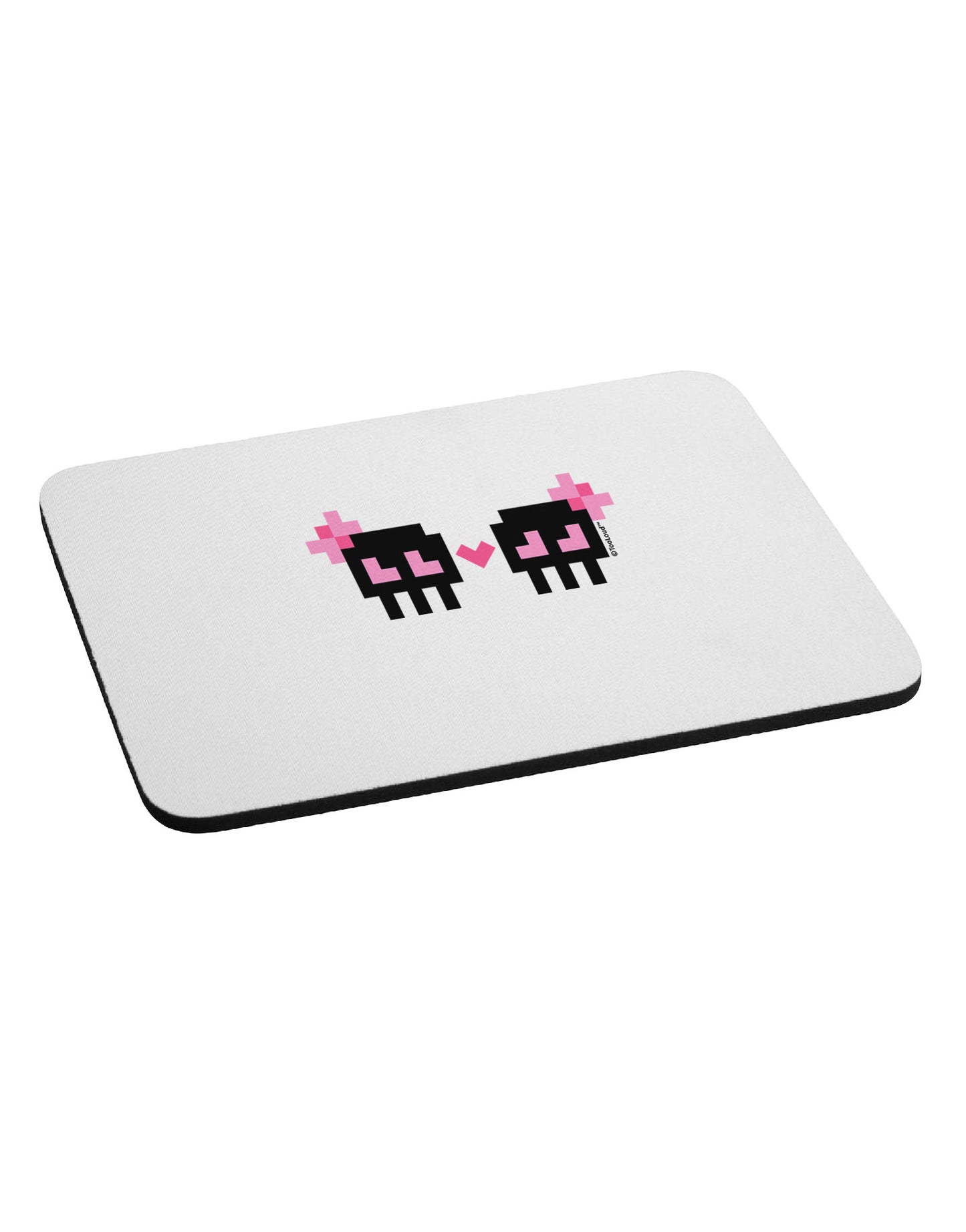 8-Bit Skull Love - Girl and Girl Mousepad-TooLoud-White-Davson Sales
