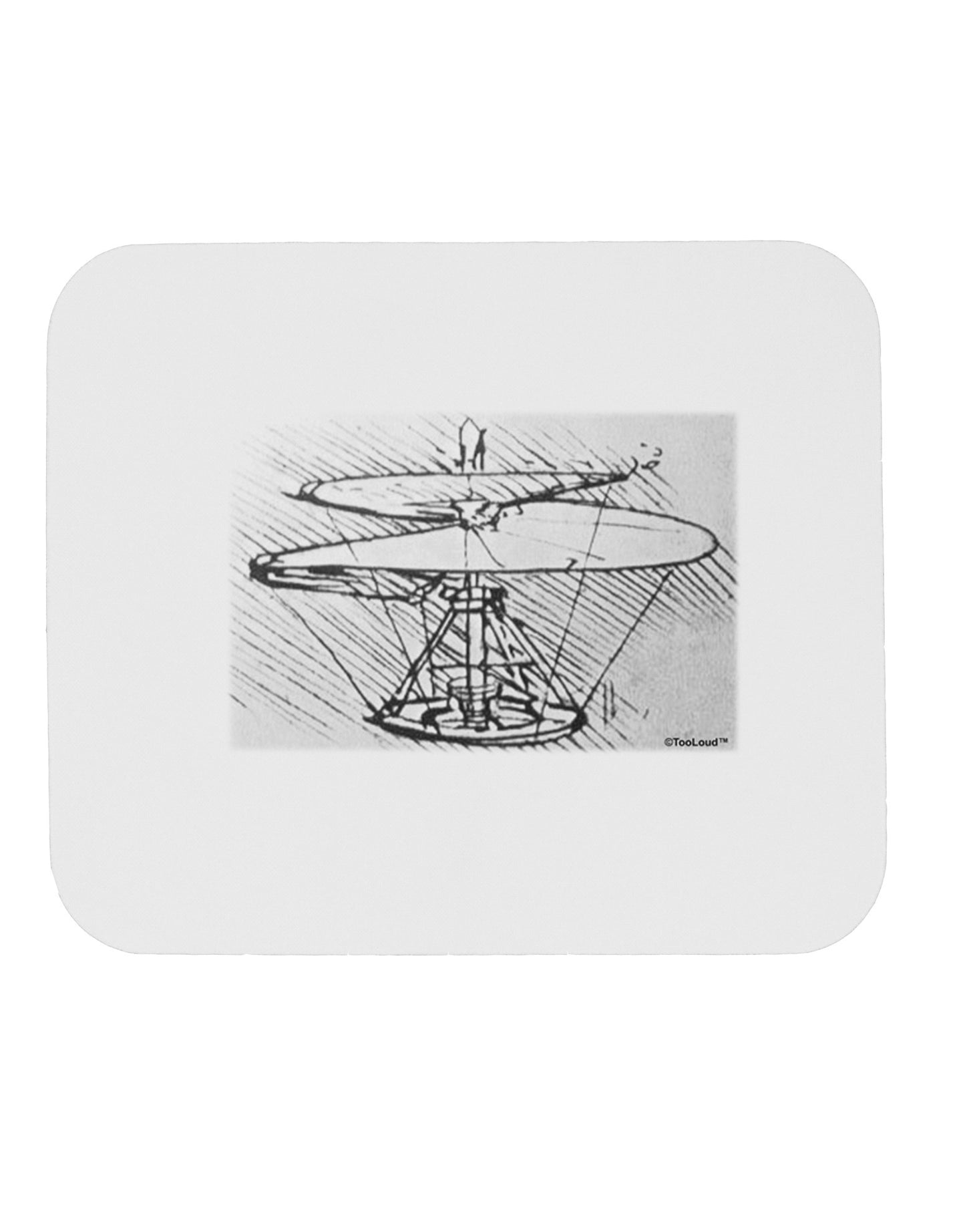 Helicopter Sketch Mousepad-TooLoud-White-Davson Sales