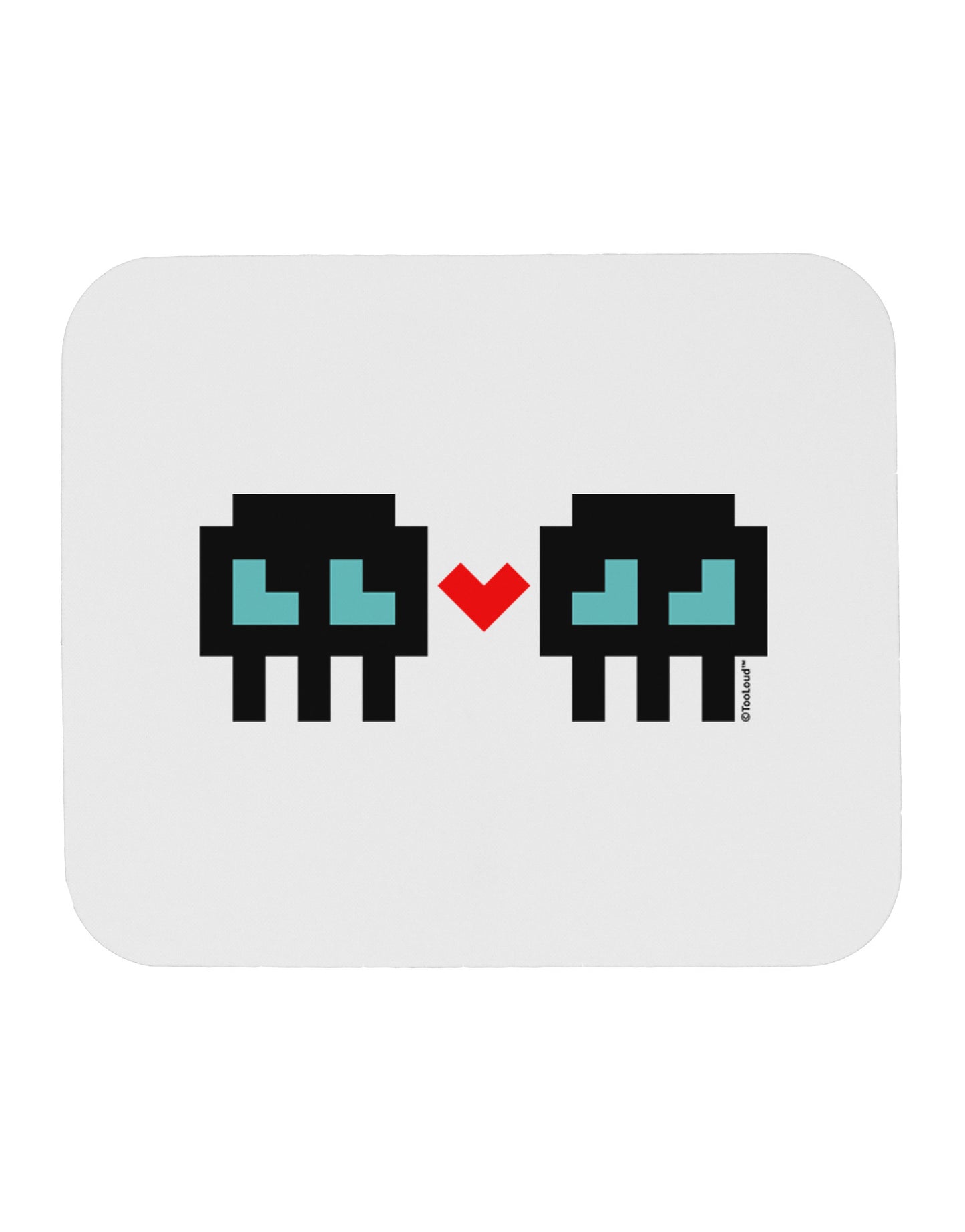 8-Bit Skull Love - Boy and Boy Mousepad-TooLoud-White-Davson Sales