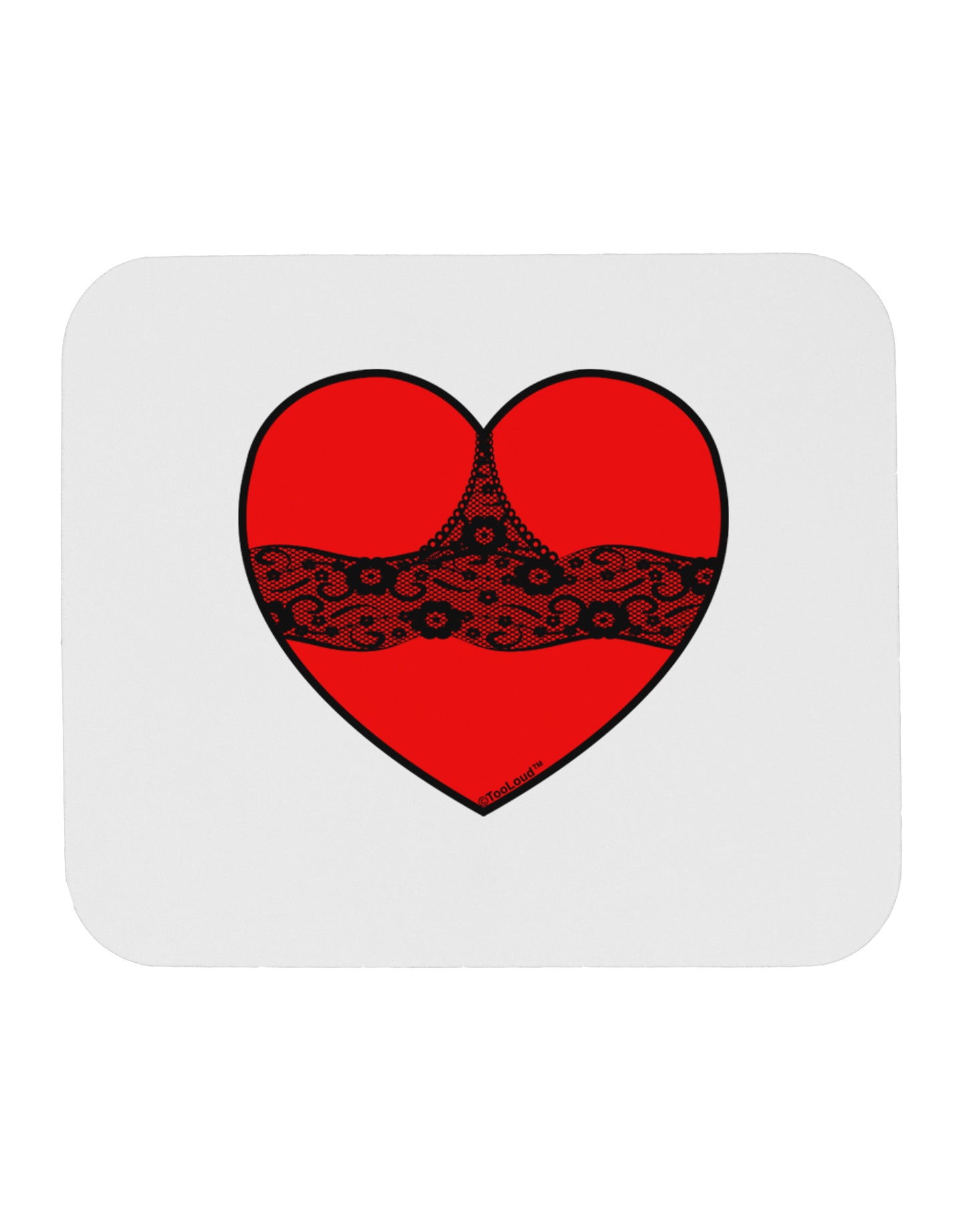 Black Lace Panty Heart Mousepad-TooLoud-White-Davson Sales