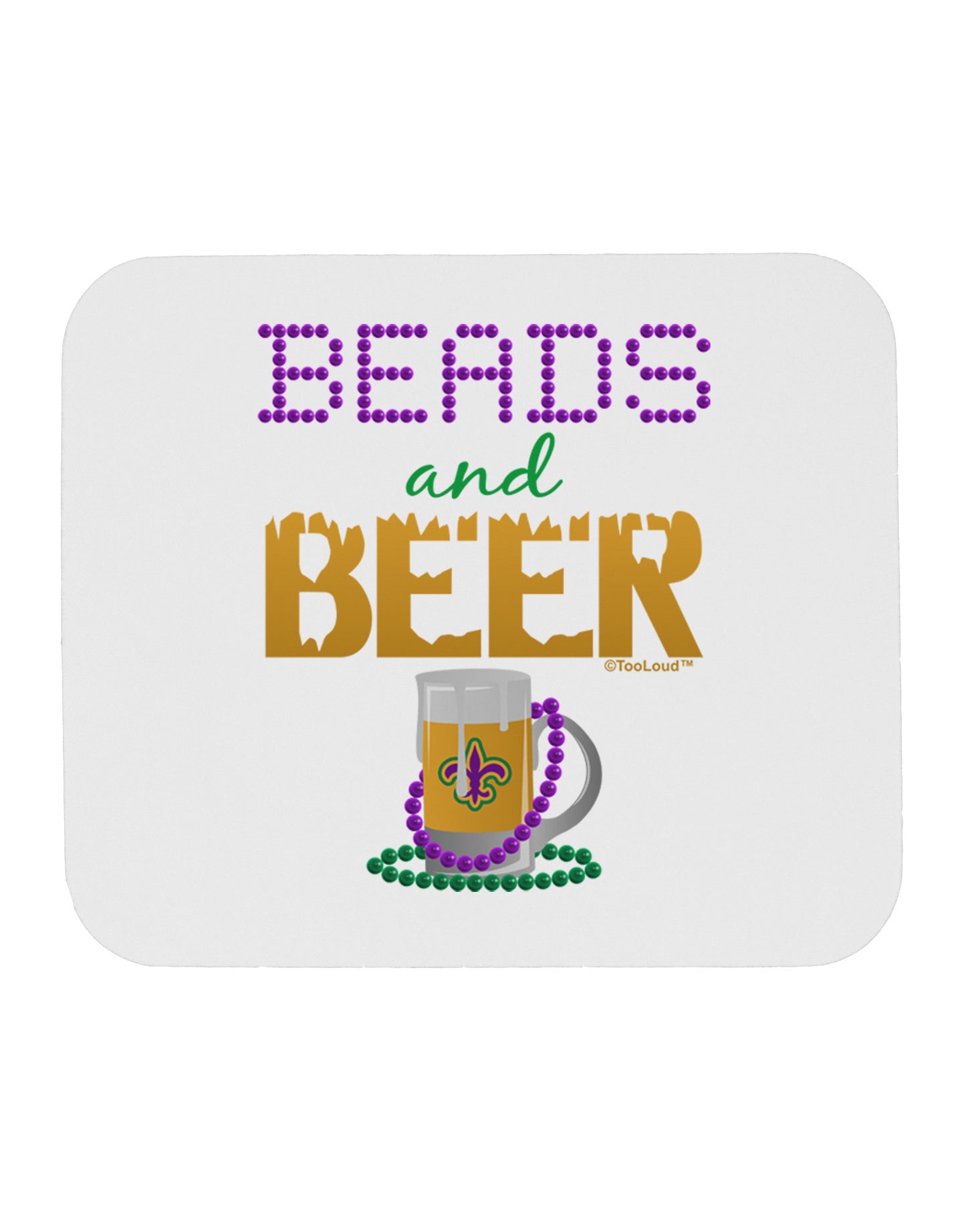 Beads And Beer Mousepad-TooLoud-White-Davson Sales