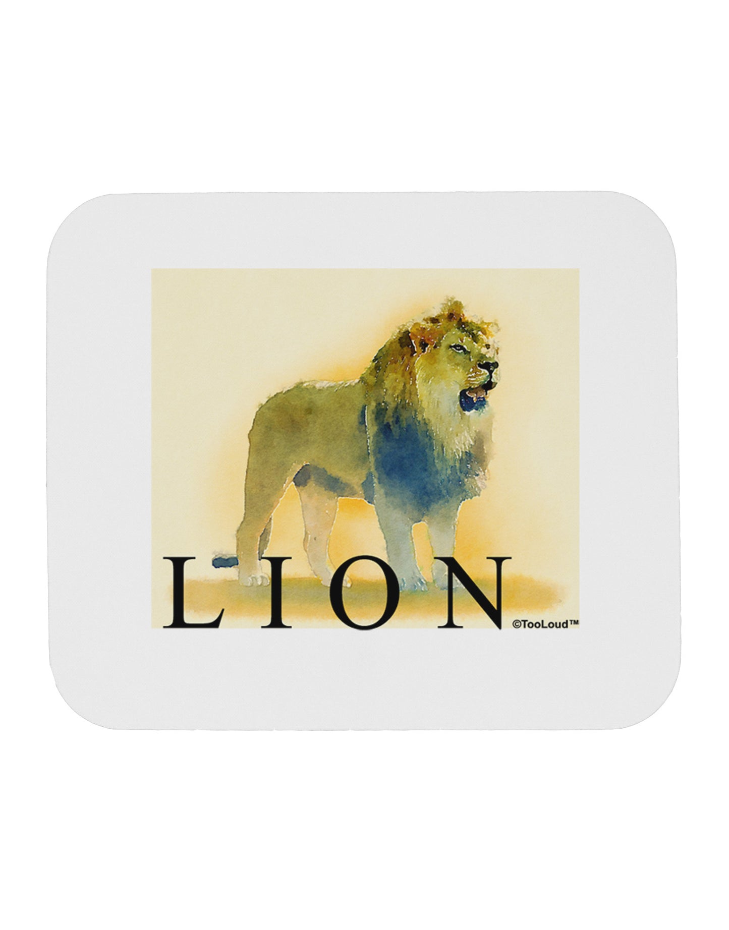 Lion Watercolor 1 Text Mousepad-TooLoud-White-Davson Sales