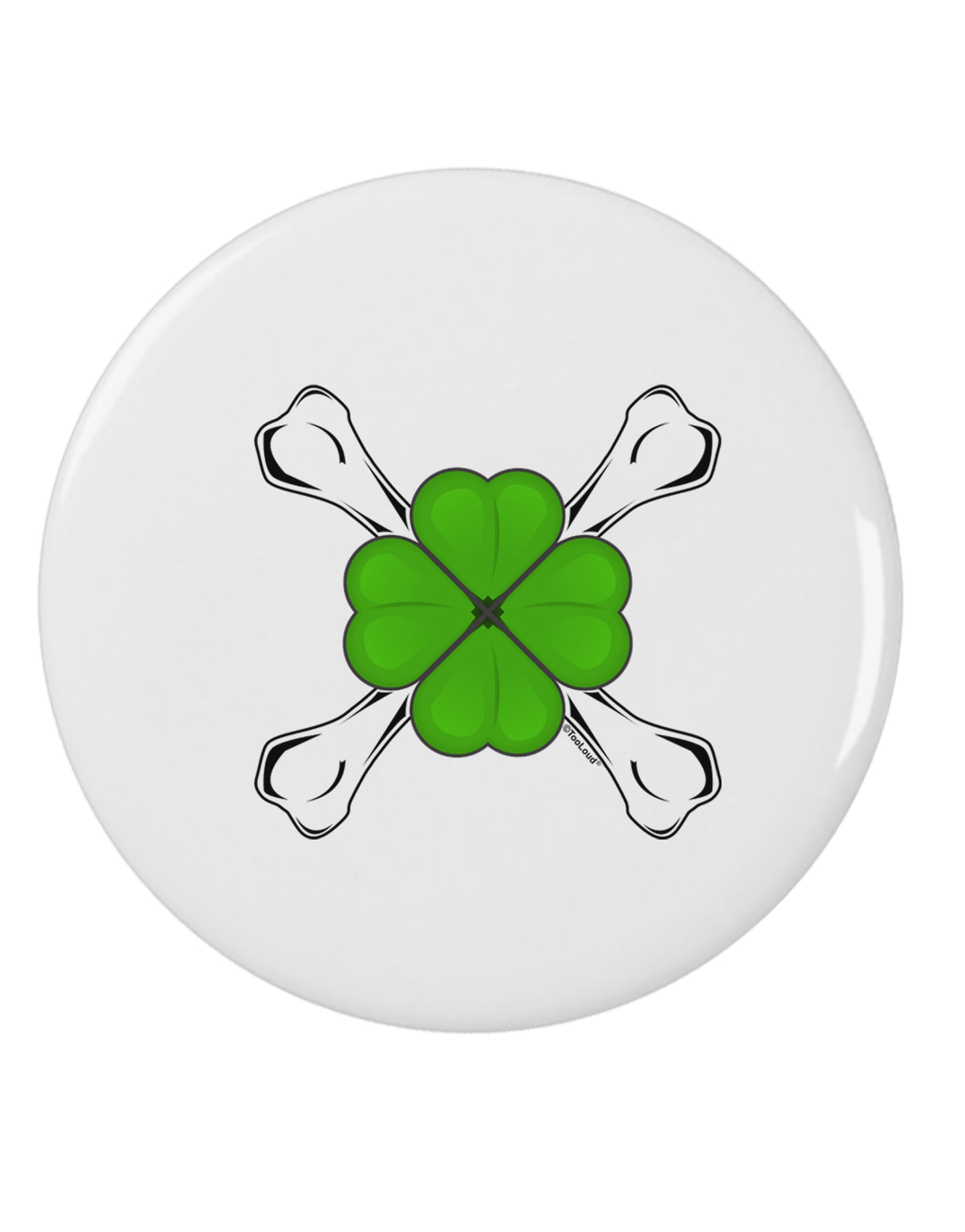Clover and Crossbones 2.25" Round Pin Button by TooLoud-TooLoud-White-2.25in-Davson Sales