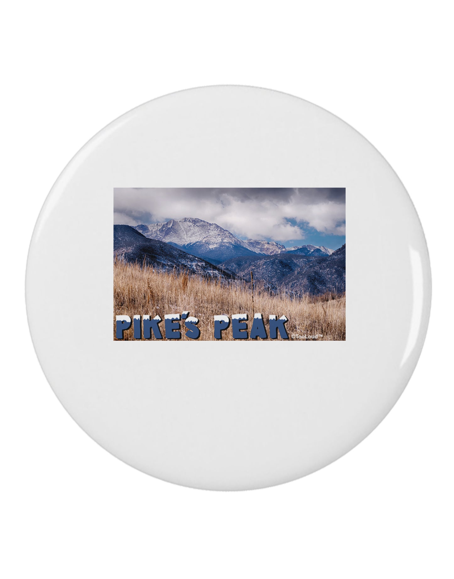 Pikes Peak CO Mountains Text 2.25" Round Pin Button by TooLoud-Round Pin Button-TooLoud-White-2.25in-Davson Sales
