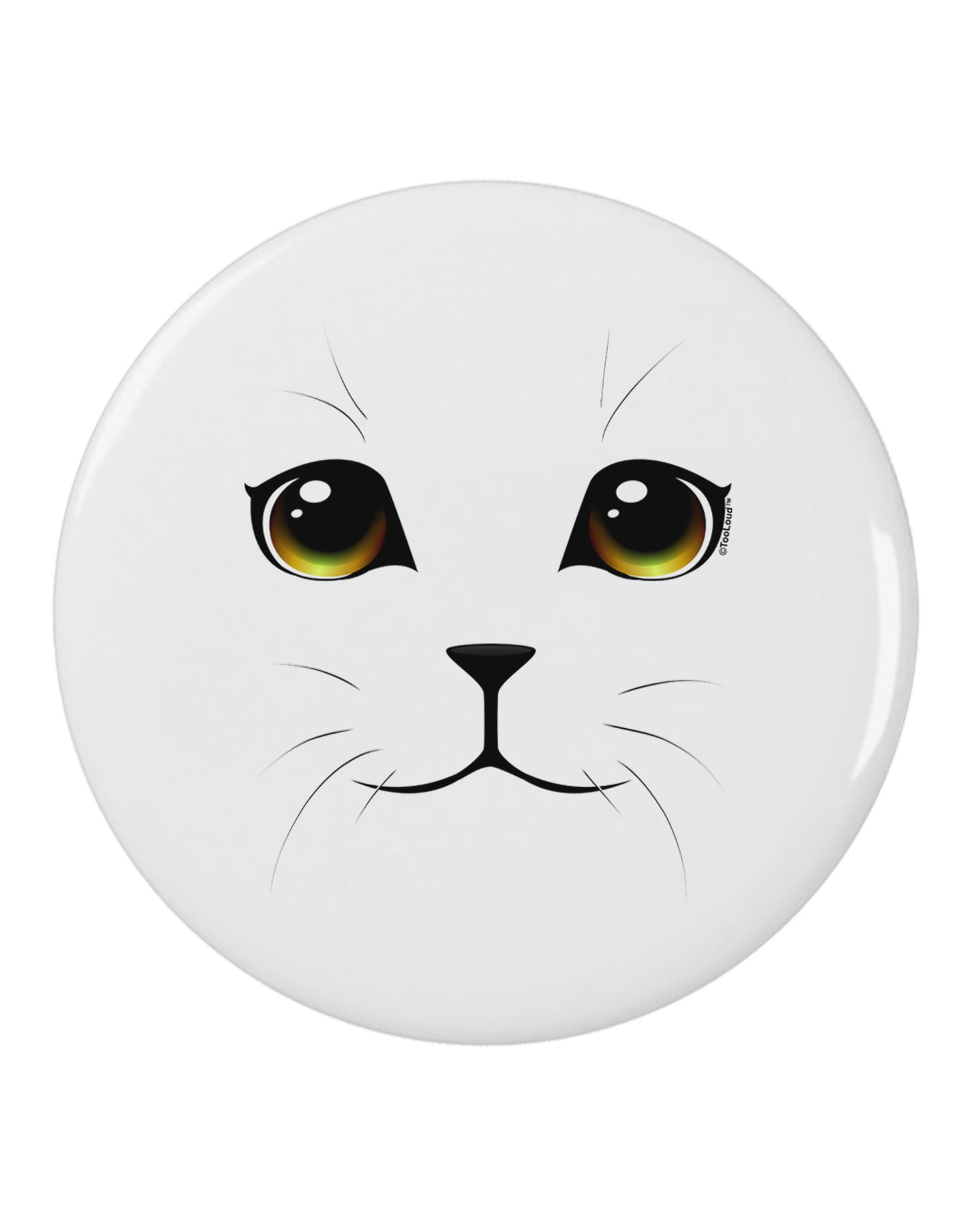 TooLoud Yellow Amber-Eyed Cute Cat Face 2.25" Round Pin Button-Round Pin Button-TooLoud-White-2.25in-Davson Sales