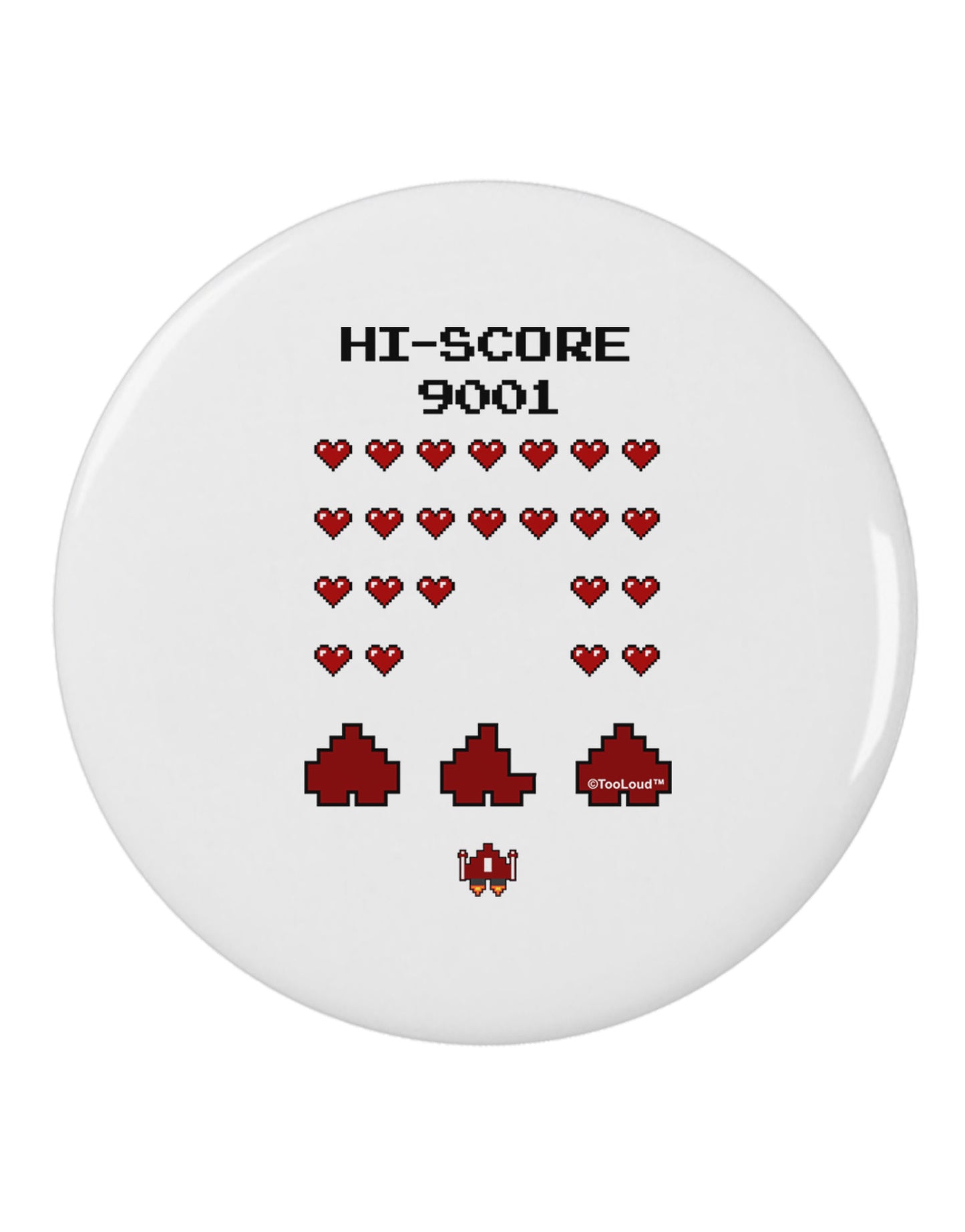 Pixel Heart Invaders Design 2.25" Round Pin Button-Round Pin Button-TooLoud-White-2.25in-Davson Sales