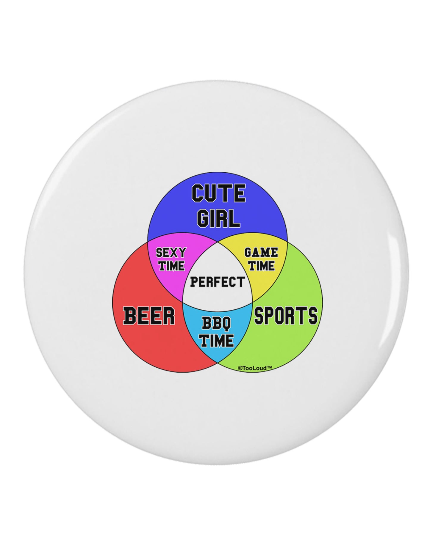 Beer Girl and Sports Diagram 2.25" Round Pin Button-Round Pin Button-TooLoud-White-2.25in-Davson Sales