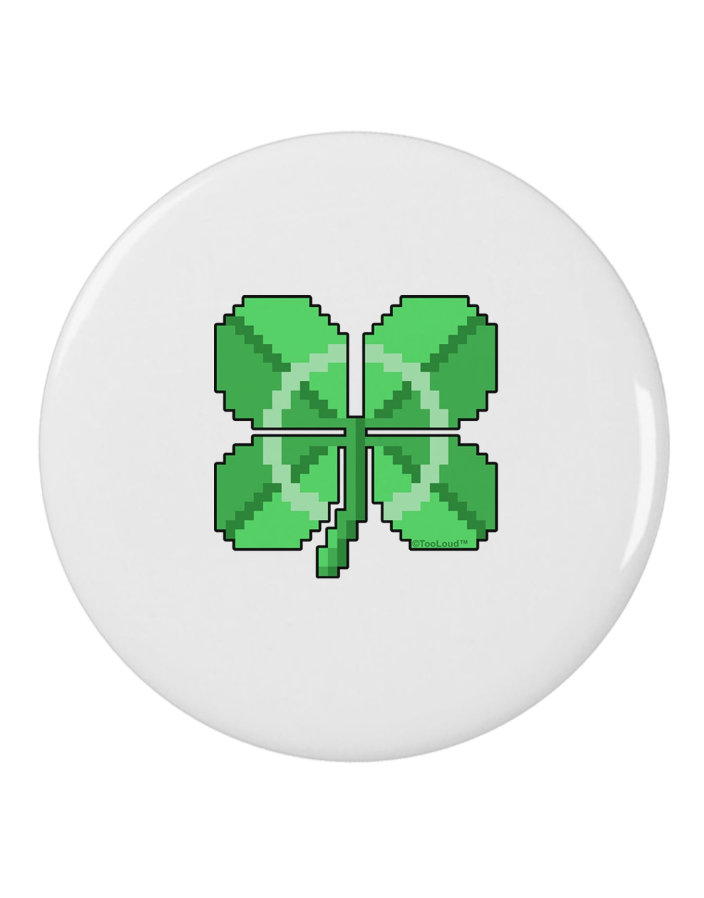 Pixel Four Leaf Clover 2.25" Round Pin Button-Round Pin Button-TooLoud-White-2.25in-Davson Sales