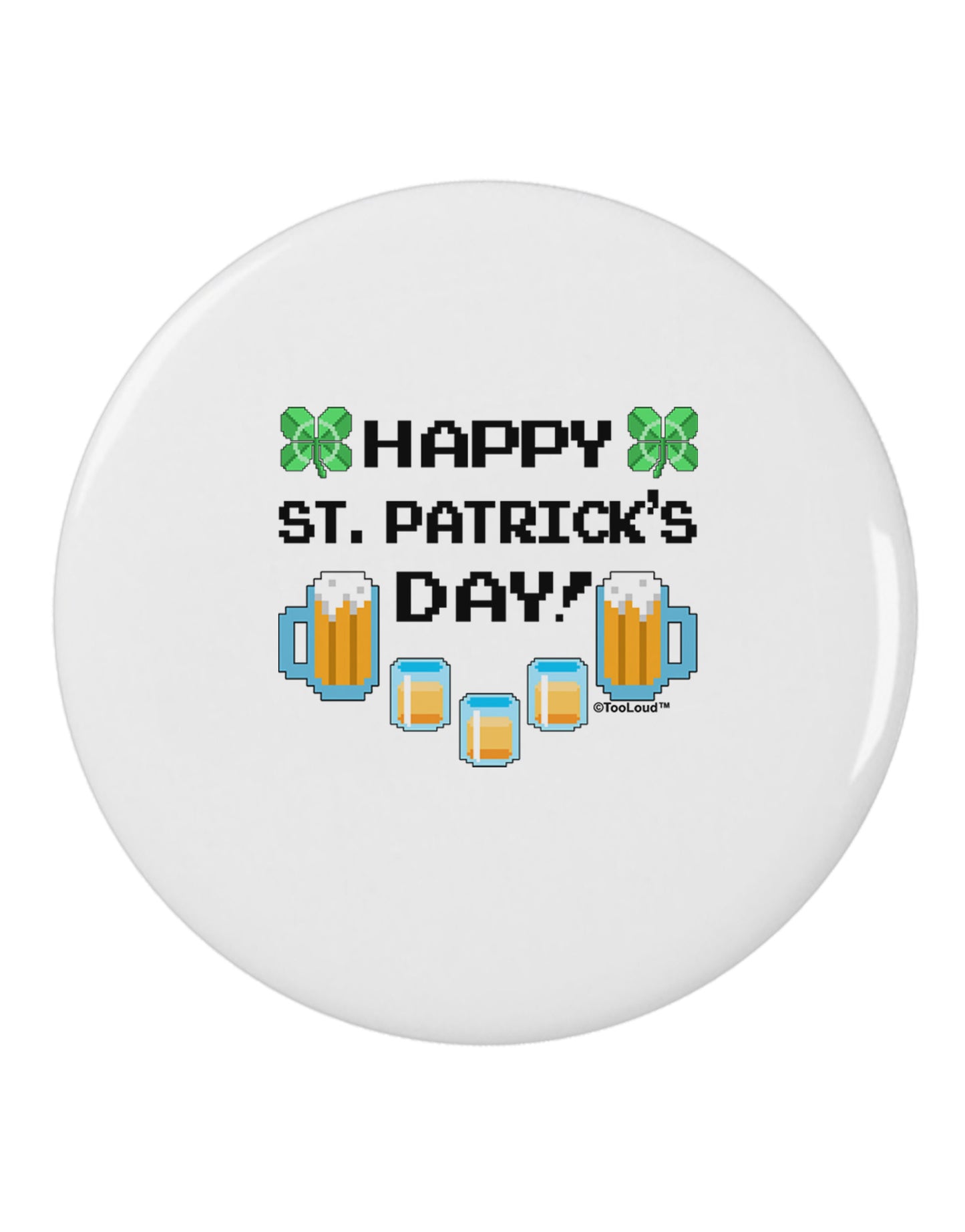Pixel Happy St Patricks Day 2.25" Round Pin Button-Round Pin Button-TooLoud-White-2.25in-Davson Sales