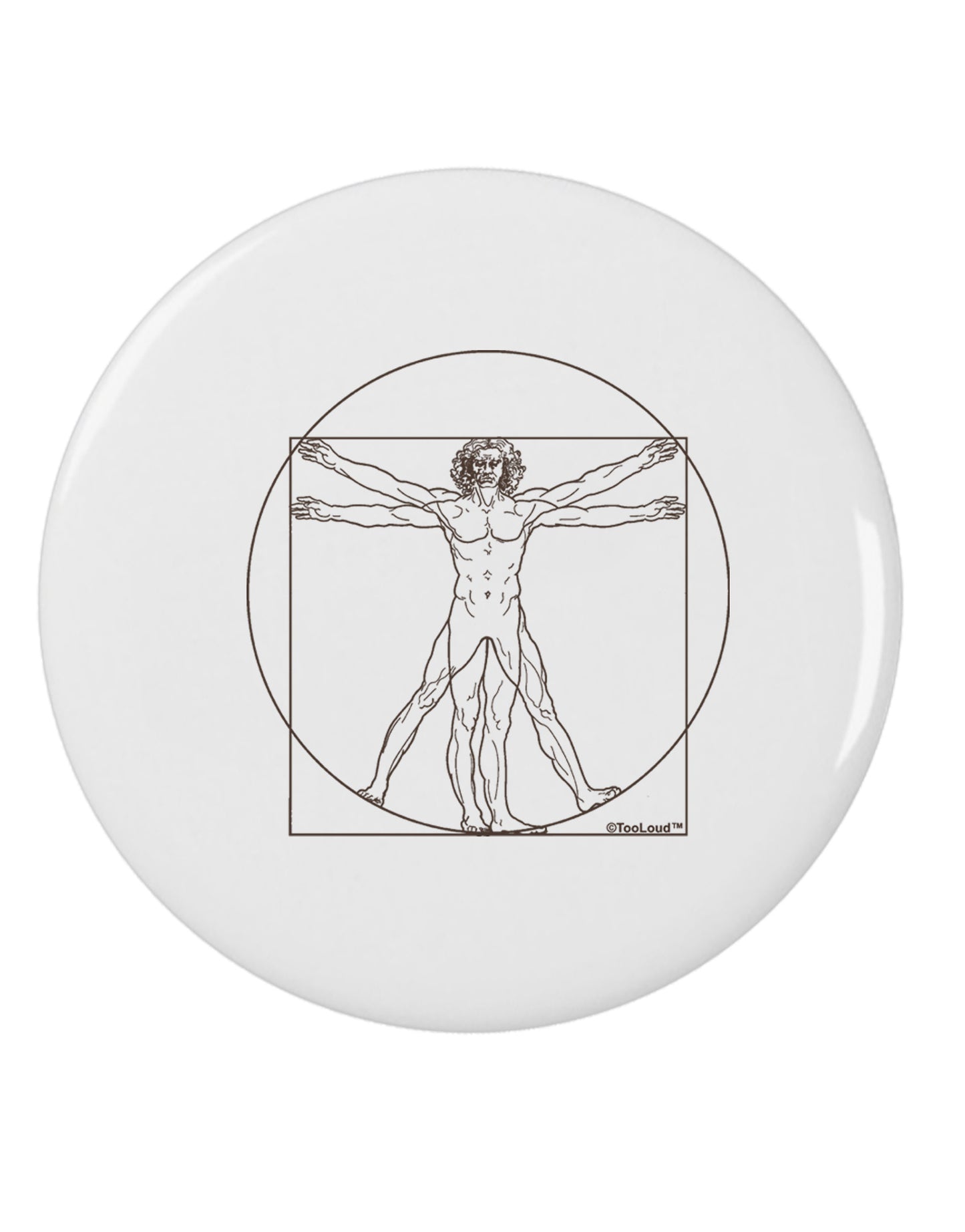 TooLoud Vitruvian Man Drawing 2.25" Round Pin Button-Round Pin Button-TooLoud-White-2.25in-Davson Sales