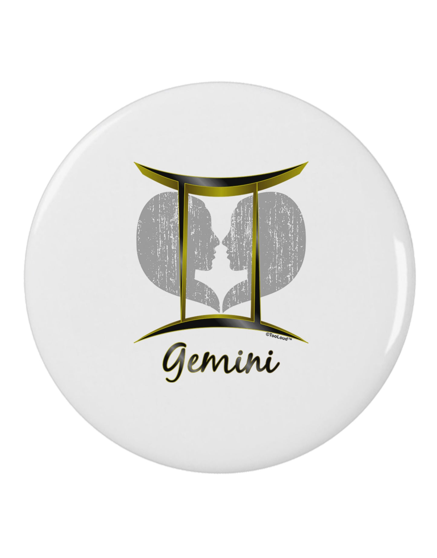 Gemini Symbol 2.25" Round Pin Button-Round Pin Button-TooLoud-White-2.25in-Davson Sales