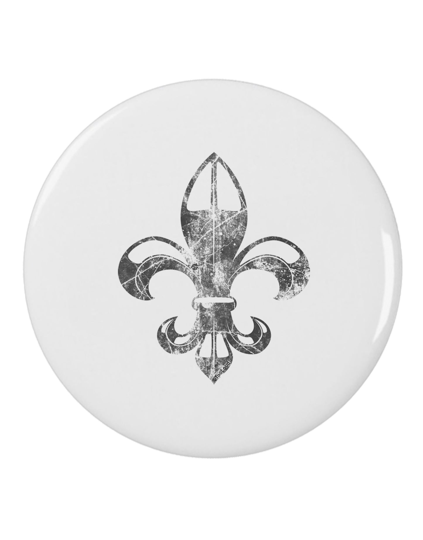 Distressed Fleur de Lis 2.25" Round Pin Button-Round Pin Button-TooLoud-White-2.25in-Davson Sales