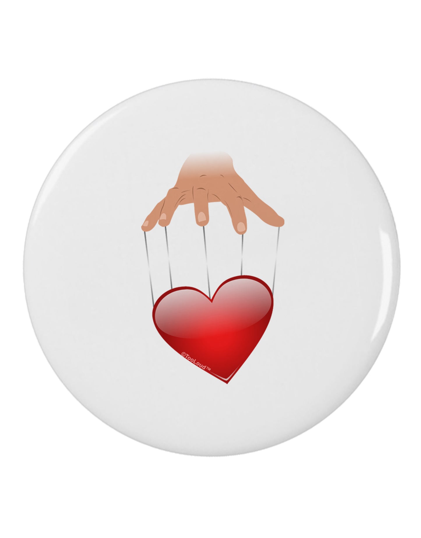 Heart on Puppet Strings 2.25" Round Pin Button-Round Pin Button-TooLoud-White-2.25in-Davson Sales