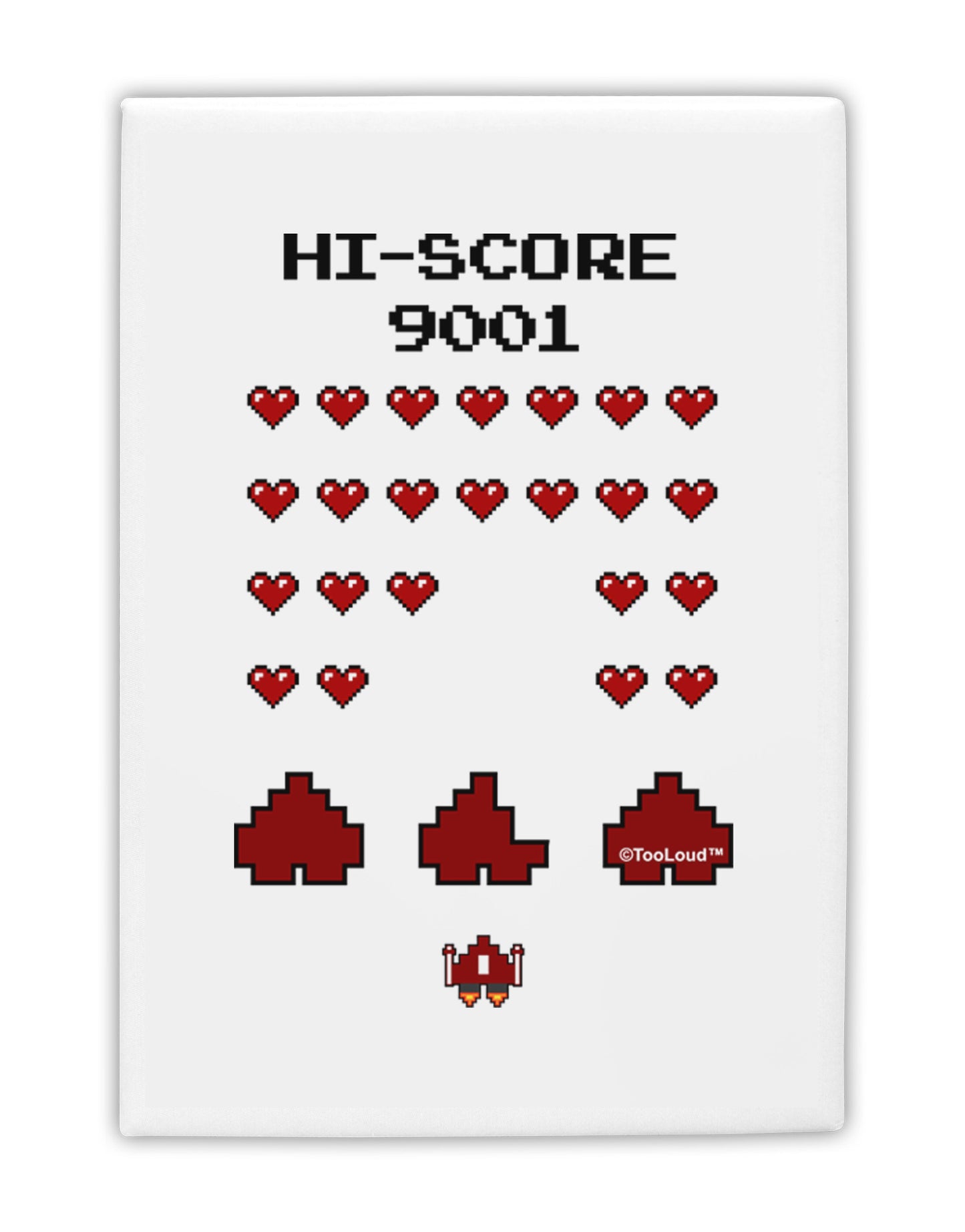 Pixel Heart Invaders Design Fridge Magnet 2"x3-Fridge Magnet-TooLoud-White-Davson Sales