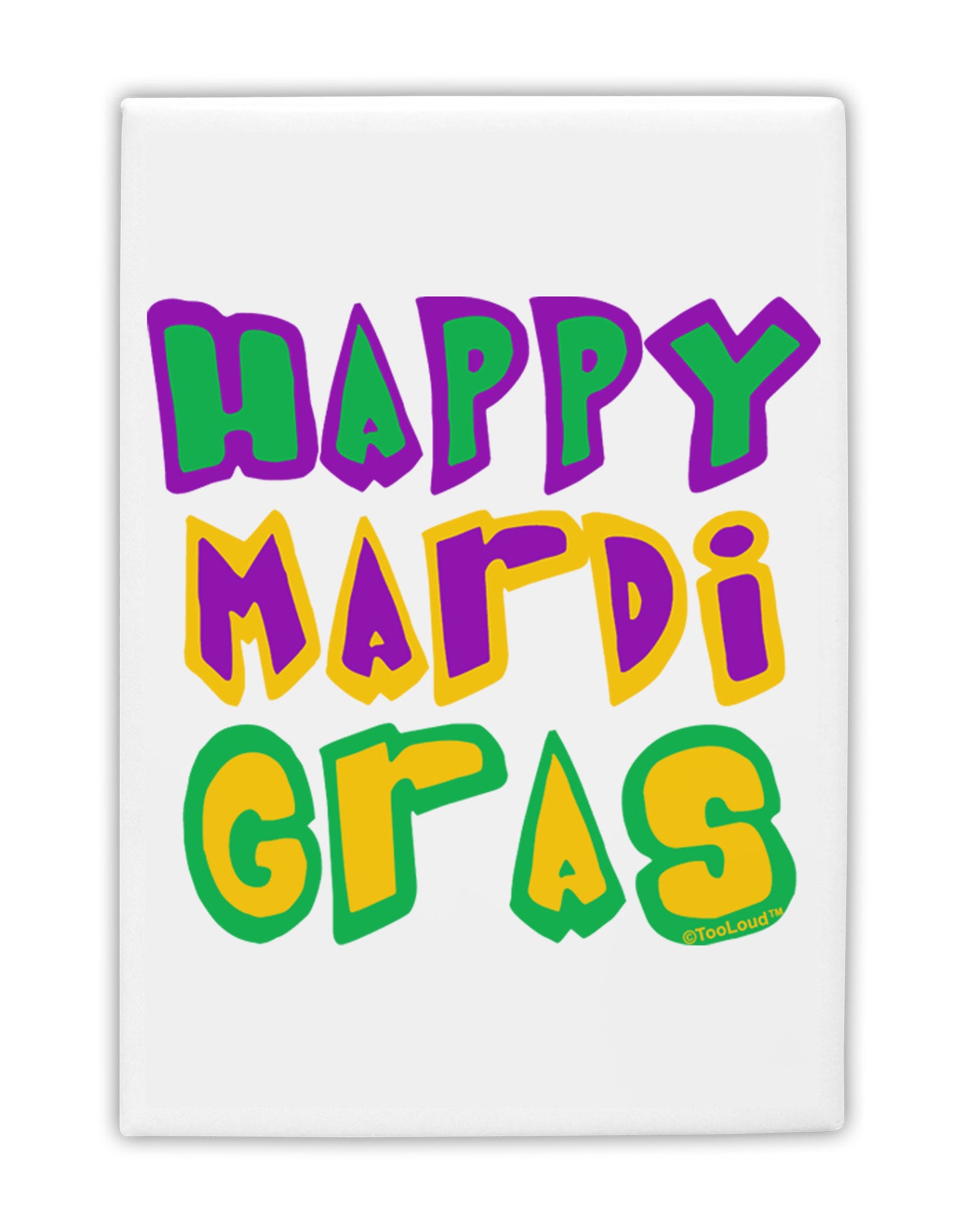 Happy Mardi Gras Text 2 Fridge Magnet 2"x3-Fridge Magnet-TooLoud-White-Davson Sales