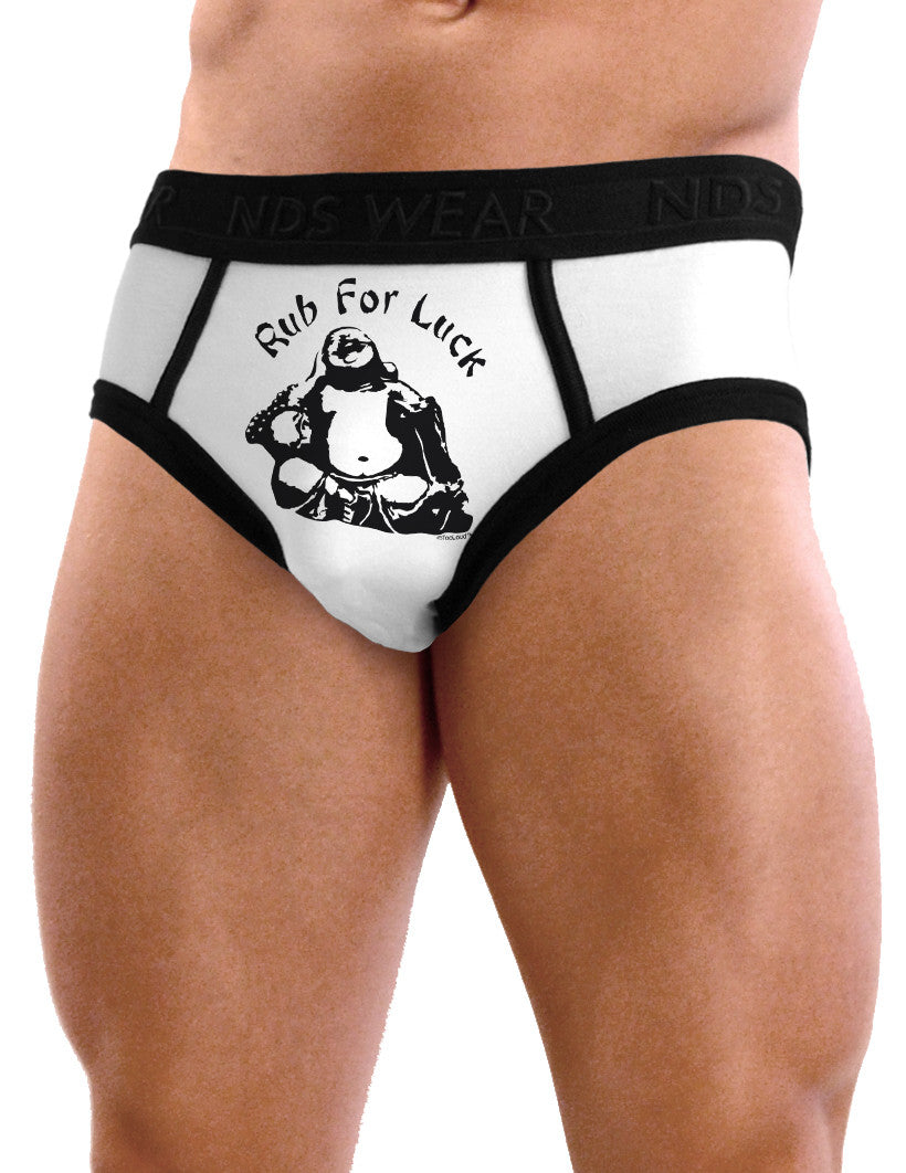 Mens Sexy Rub For Luck Buddha Briefs Funny Underwear - White and Black-Mens Briefs-TooLoud-White with Black-Small-Davson Sales