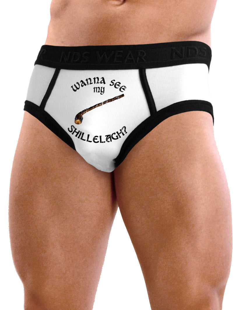 St. Patrick's Day Mens Pouch Briefs - Wanna See My Shillelagh-Mens Briefs-NDS Wear-Wanna-See-My-Shillelagh White-Small-Davson Sales
