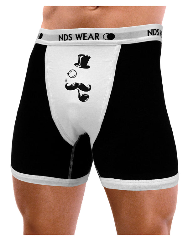 Tophat Mustache Pipe and Monocle Mens NDS Wear Boxer Brief