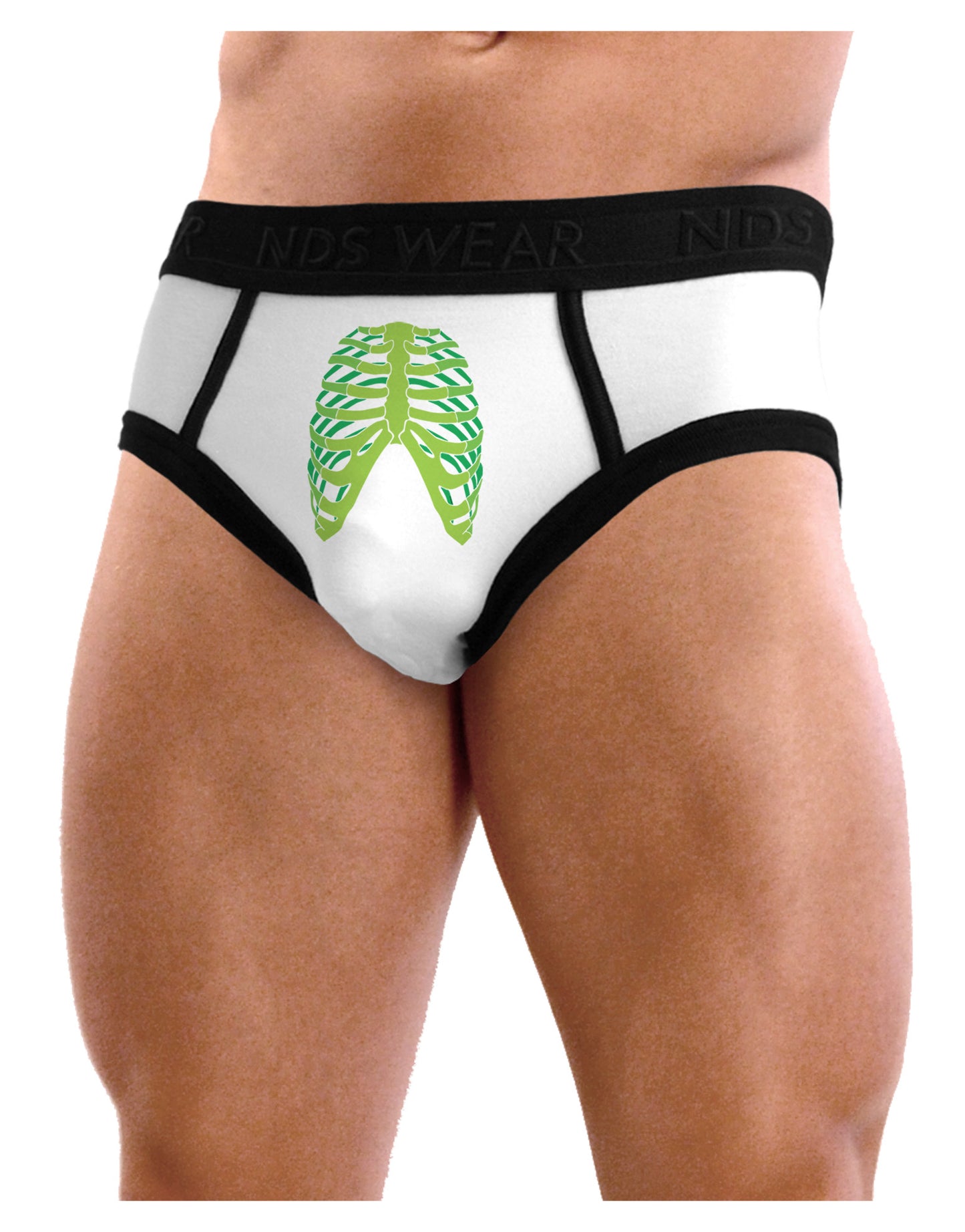 Human Green Skeleton Bones Ribcage Mens NDS Wear Briefs Underwear-Mens Briefs-NDS Wear-White-Small-Davson Sales