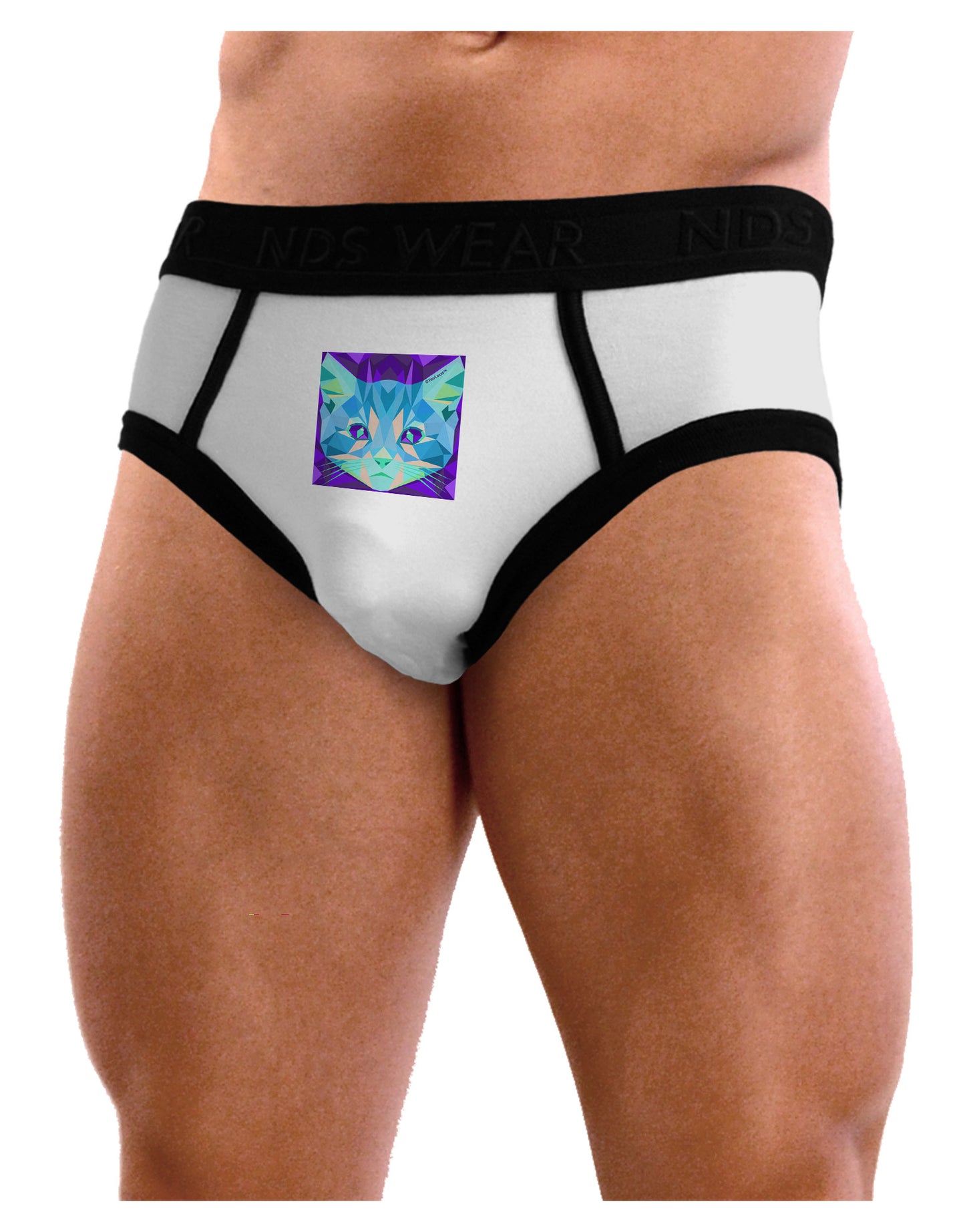 Geometric Kitty Inverted Mens NDS Wear Briefs Underwear-Mens Briefs-NDS Wear-White-Small-Davson Sales