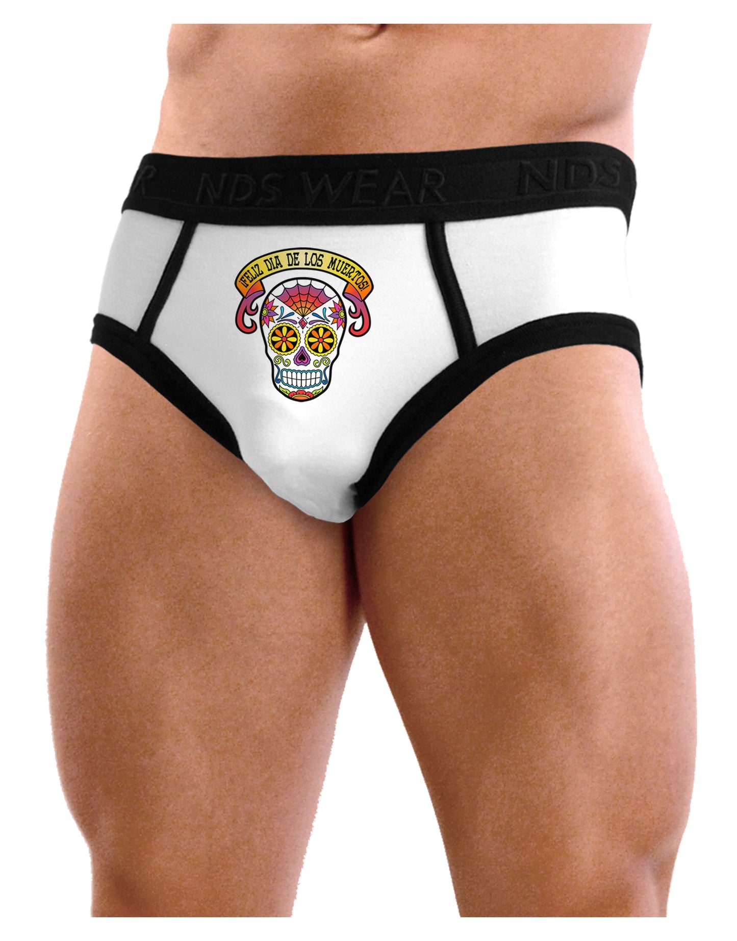 Feliz Dia de los Muertos Calavera Mens NDS Wear Briefs Underwear-Mens Briefs-NDS Wear-White-Small-Davson Sales
