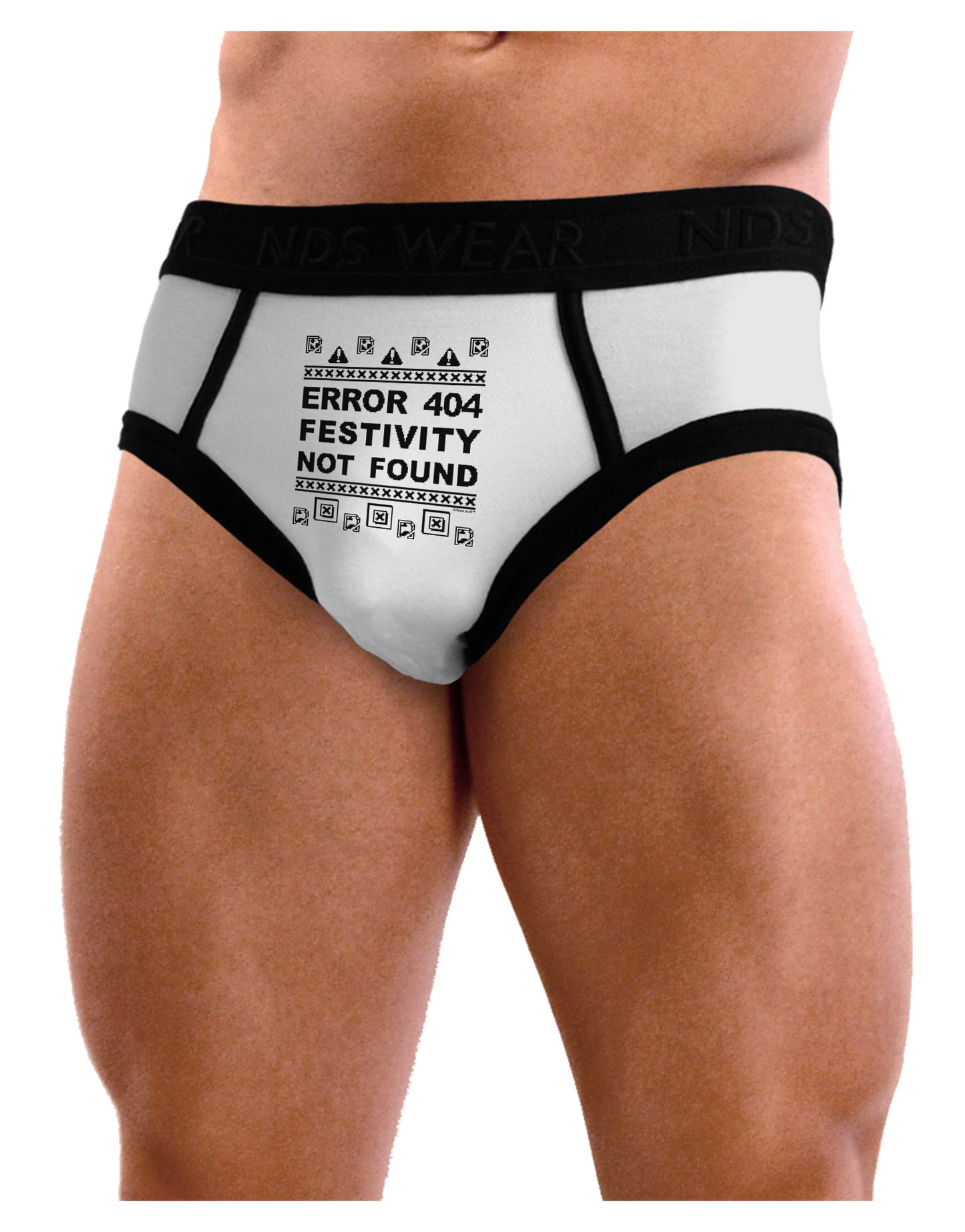 Error 404 Festivity Not Found Mens NDS Wear Briefs Underwear by NDS Wear-Mens Briefs-NDS Wear-White-Small-Davson Sales