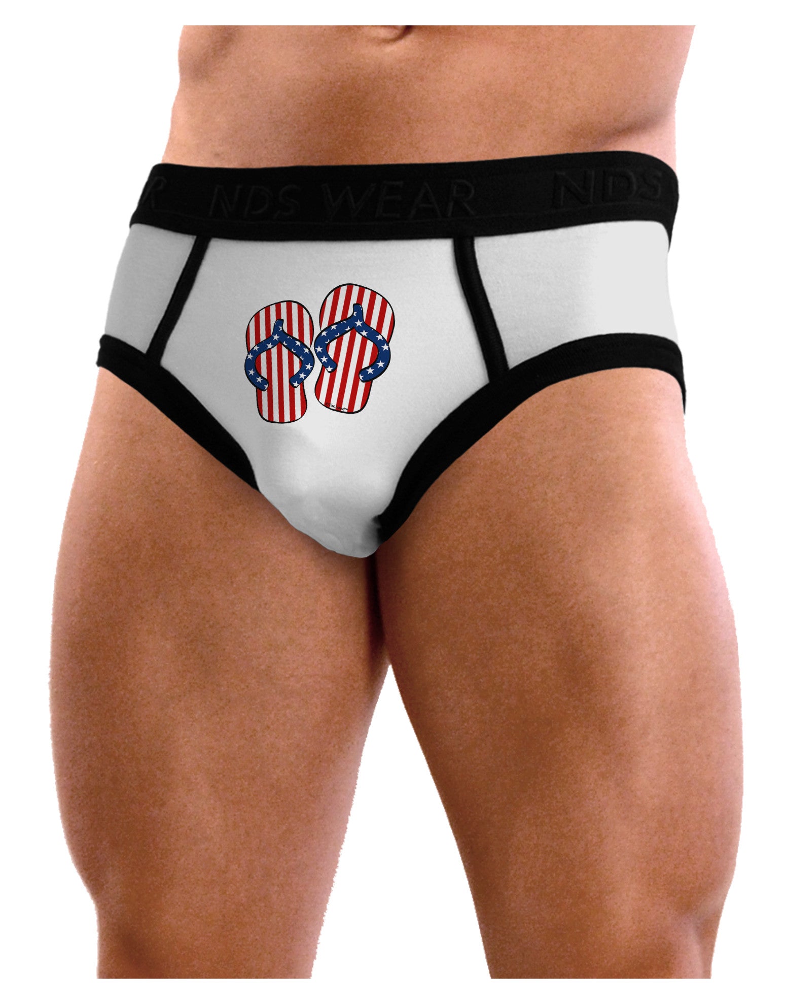 Stars and Stripes Flip Flops Mens NDS Wear Briefs Underwear-Mens Briefs-NDS Wear-White-Small-Davson Sales