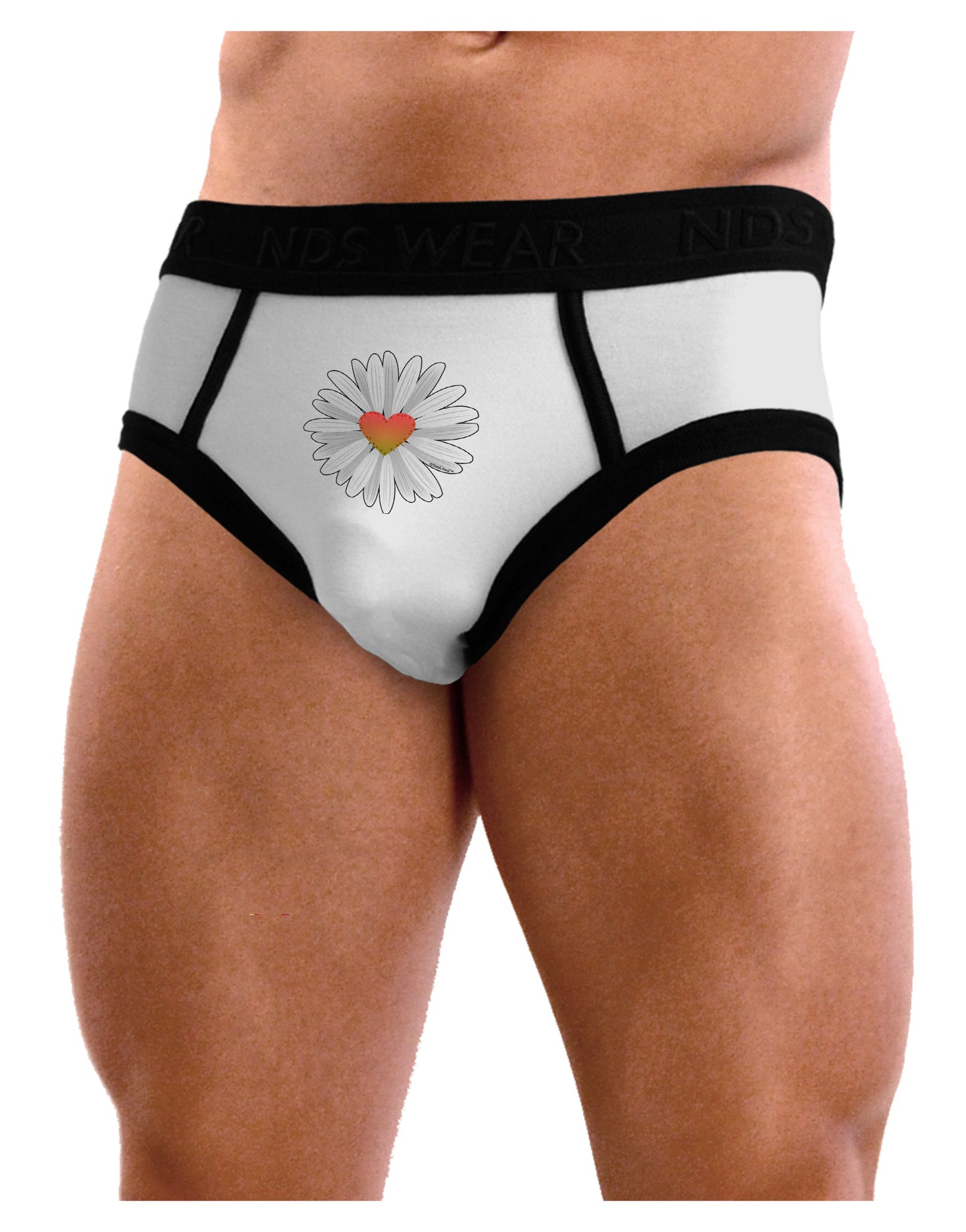 Pretty Daisy Heart Mens NDS Wear Briefs Underwear-Mens Briefs-NDS Wear-White-Small-Davson Sales