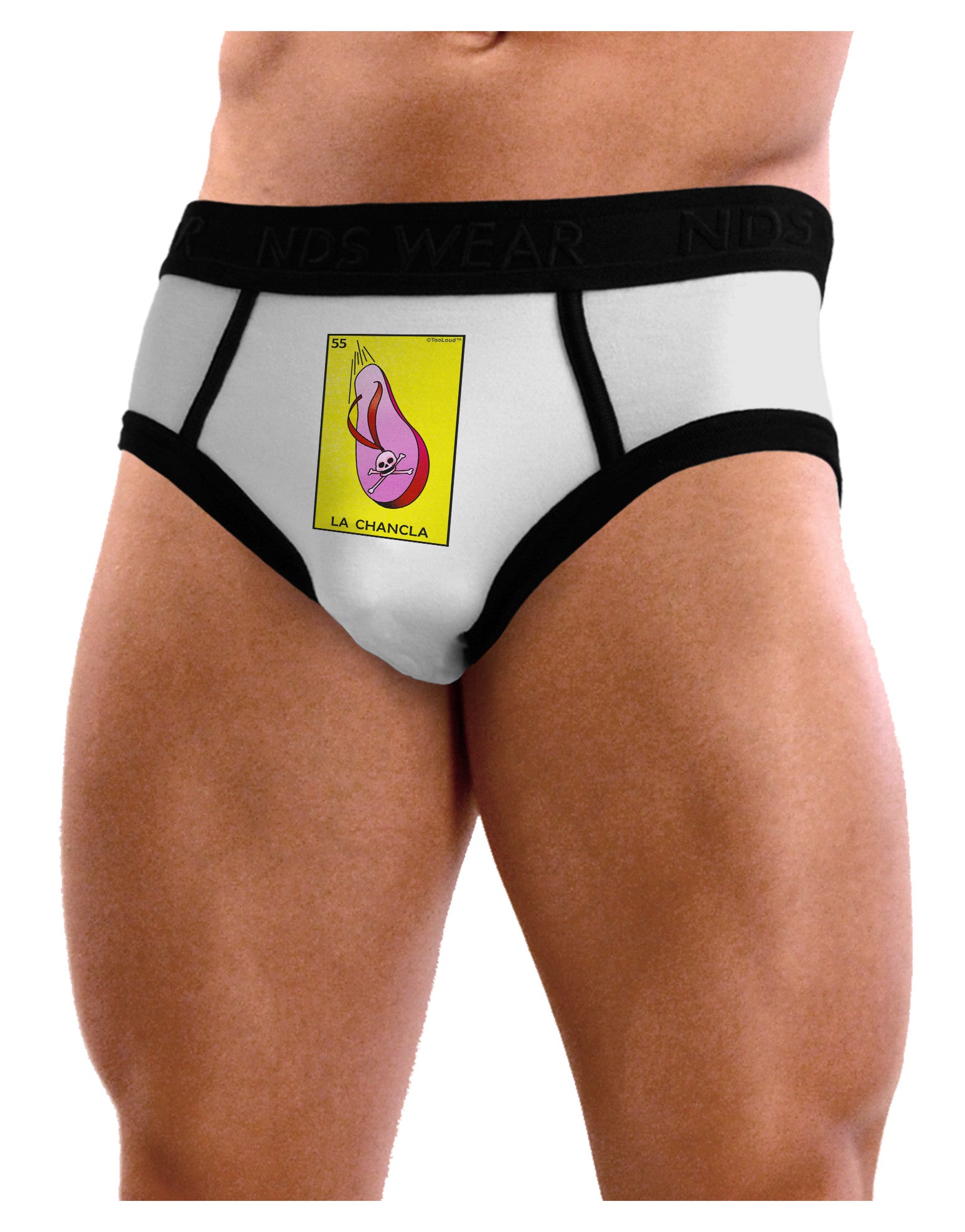 La Chancla Loteria Solid Mens NDS Wear Briefs Underwear by NDS Wear-Mens Briefs-NDS Wear-White-Small-Davson Sales