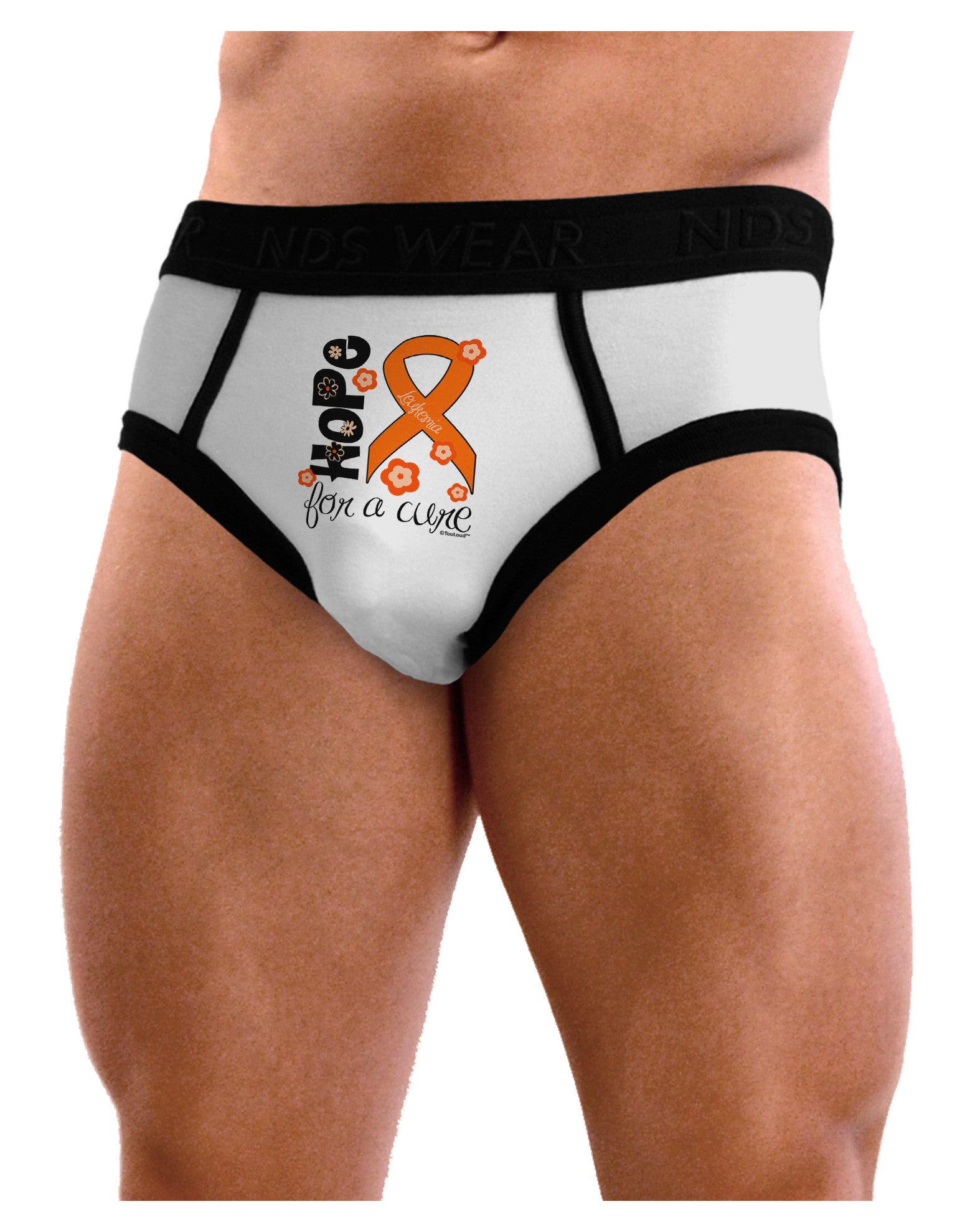 Hope for a Cure - Orange Ribbon Leukemia - Flowers Mens NDS Wear Briefs Underwear-Mens Briefs-NDS Wear-White-Small-Davson Sales