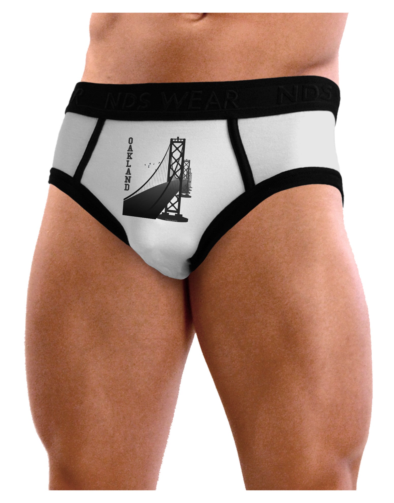 Oakland Text Bay Bridge Mens NDS Wear Briefs Underwear-Mens Briefs-NDS Wear-White-Small-Davson Sales