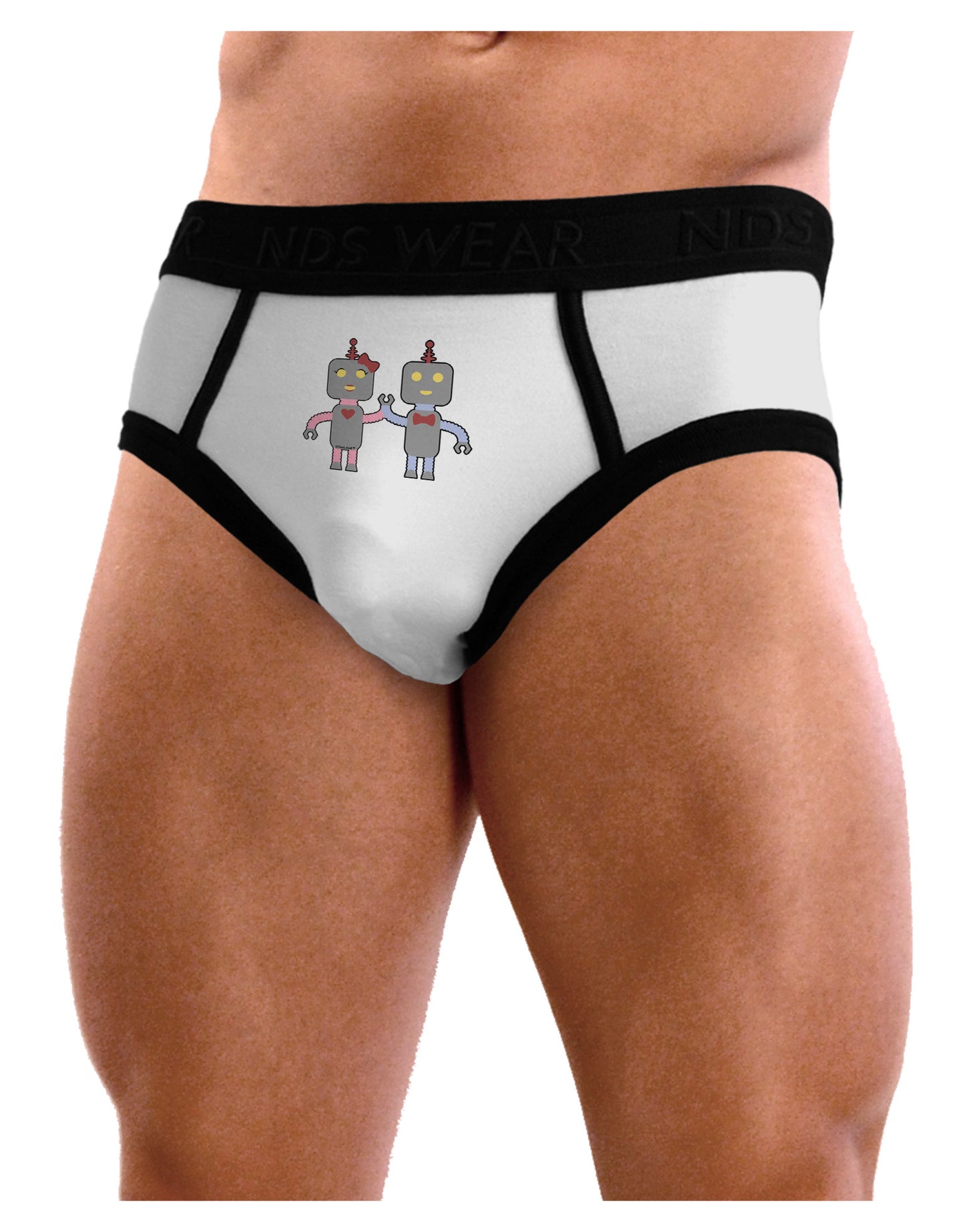 Cute Robot Love Mens NDS Wear Briefs Underwear-Mens Briefs-NDS Wear-White-Small-Davson Sales