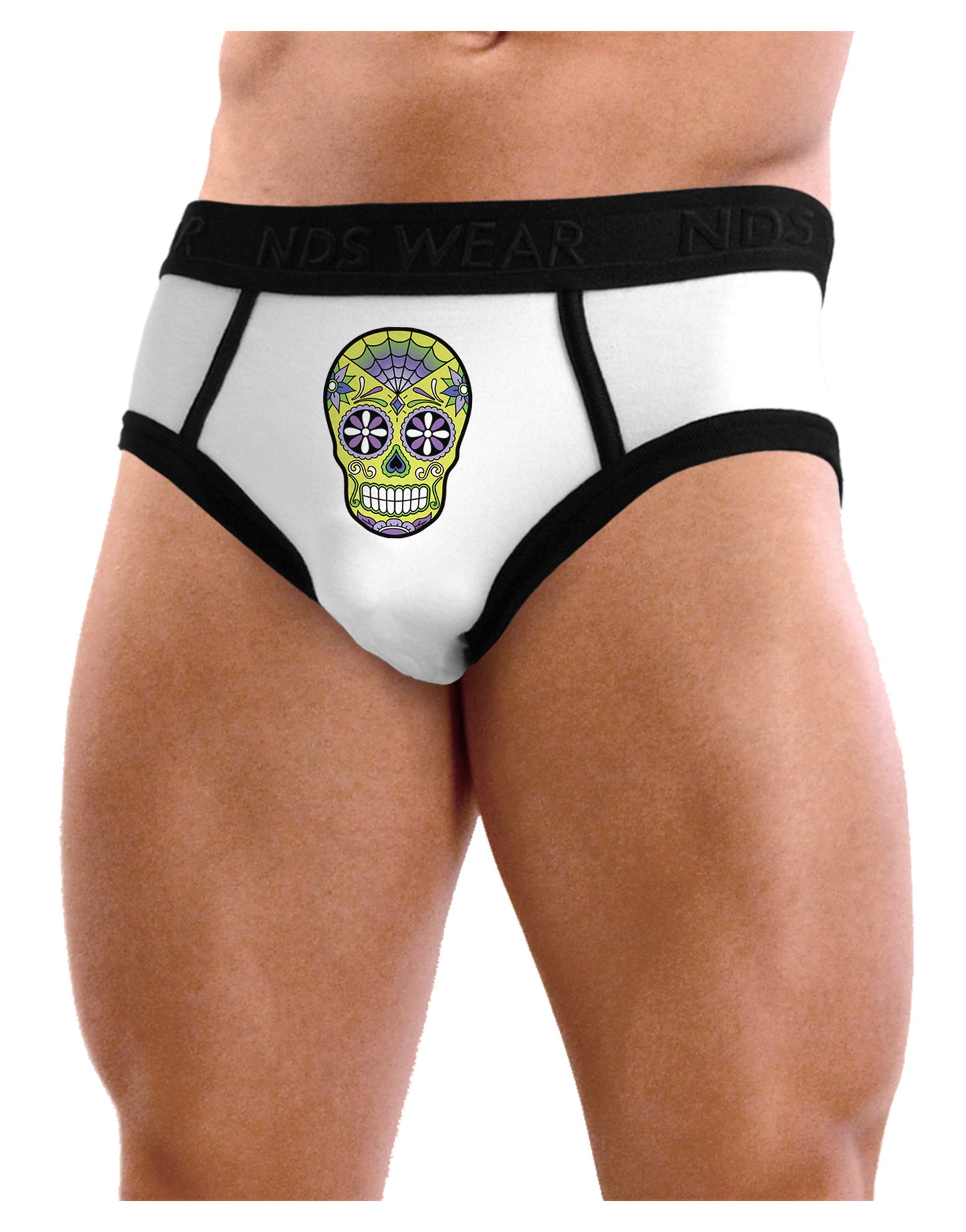 Version 7 Poison Day of the Dead Calavera Mens NDS Wear Briefs Underwear-Mens Briefs-NDS Wear-White-Small-Davson Sales