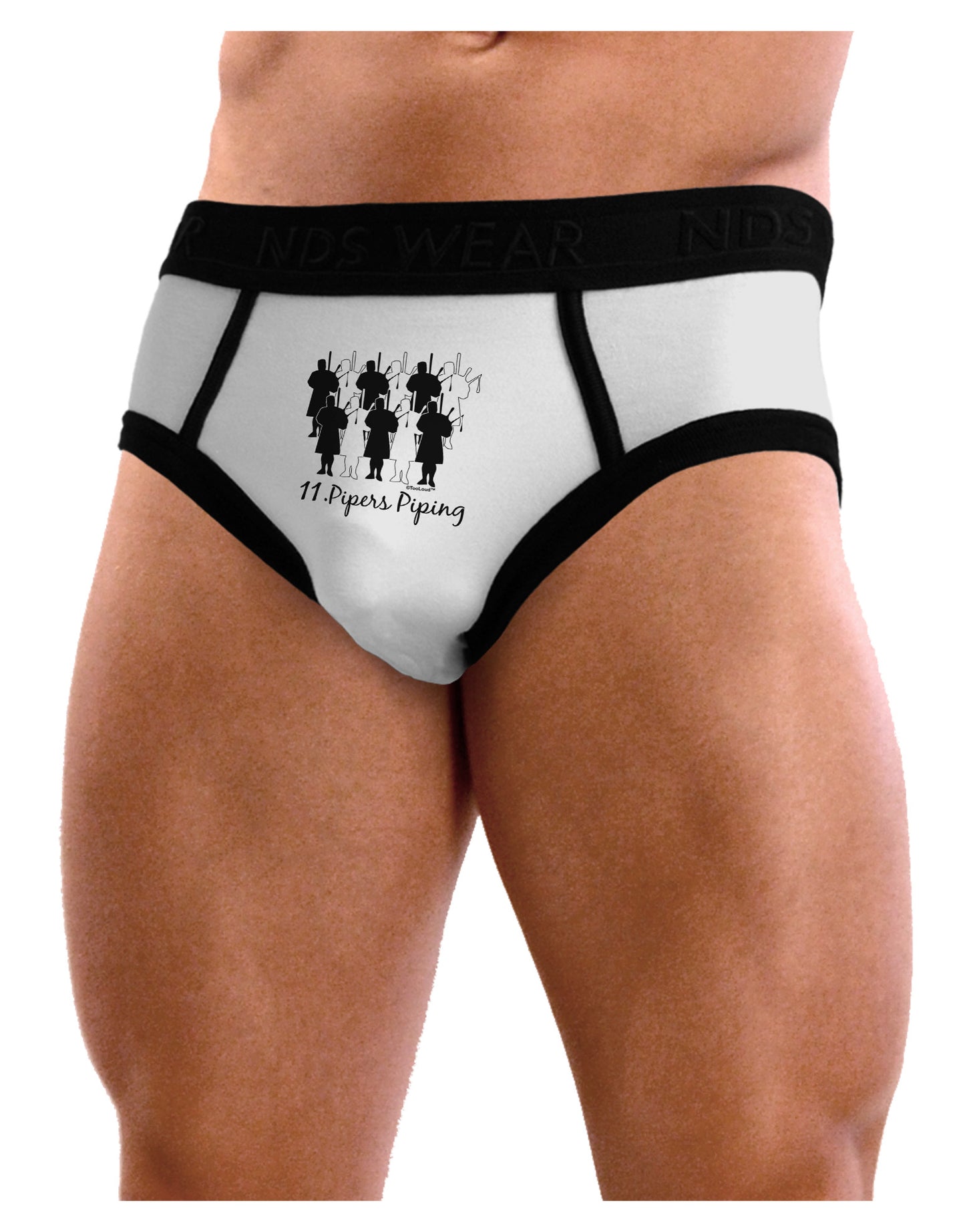Eleven Pipers Piping Text Mens NDS Wear Briefs Underwear-Mens Briefs-NDS Wear-White-Small-Davson Sales