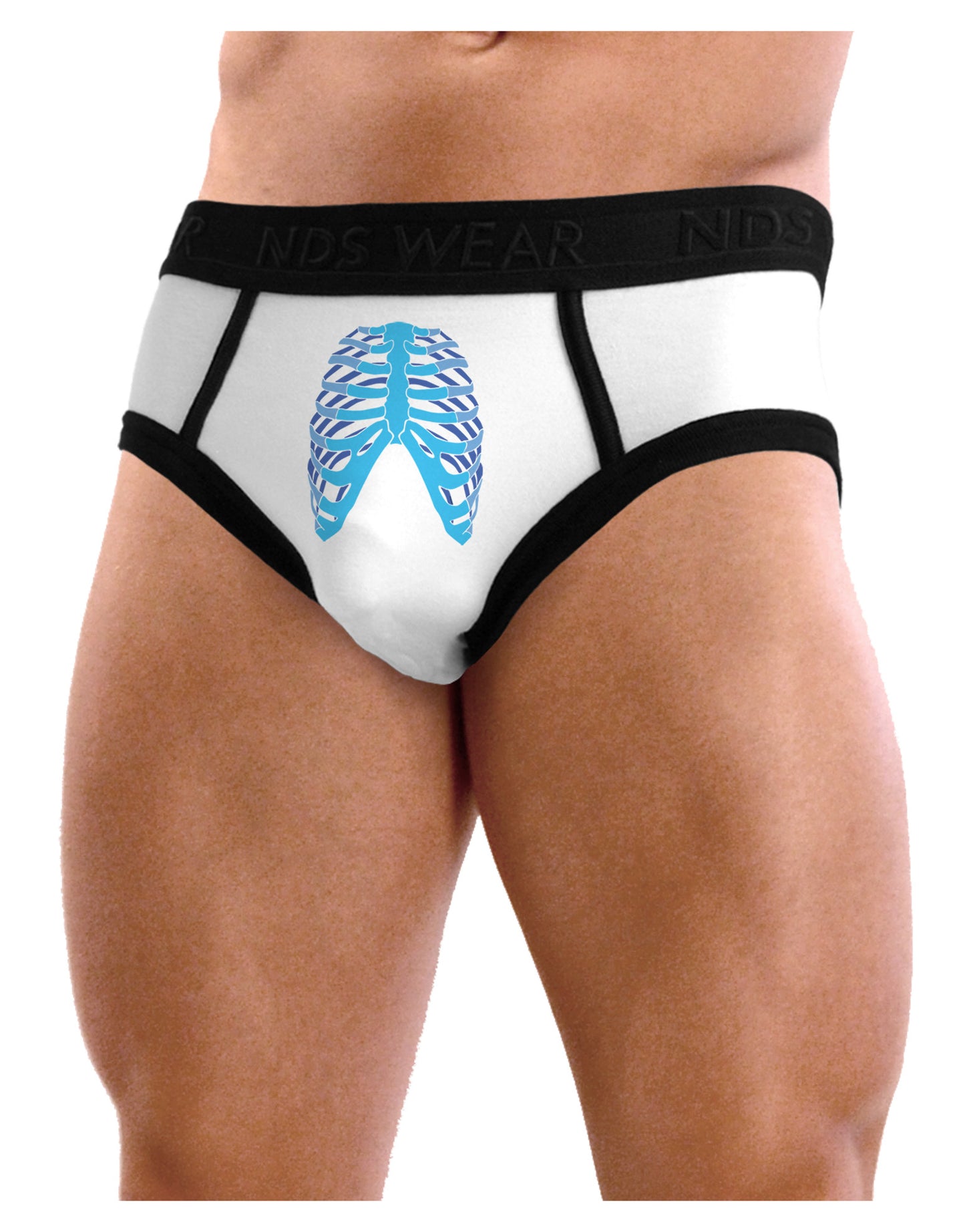 Human Blue Skeleton Bones Ribcage Mens NDS Wear Briefs Underwear-Mens Briefs-NDS Wear-White-Small-Davson Sales