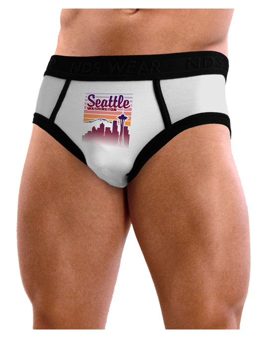 Seattle Washington Sunset Mens NDS Wear Briefs Underwear-Mens Briefs-NDS Wear-White-Small-Davson Sales
